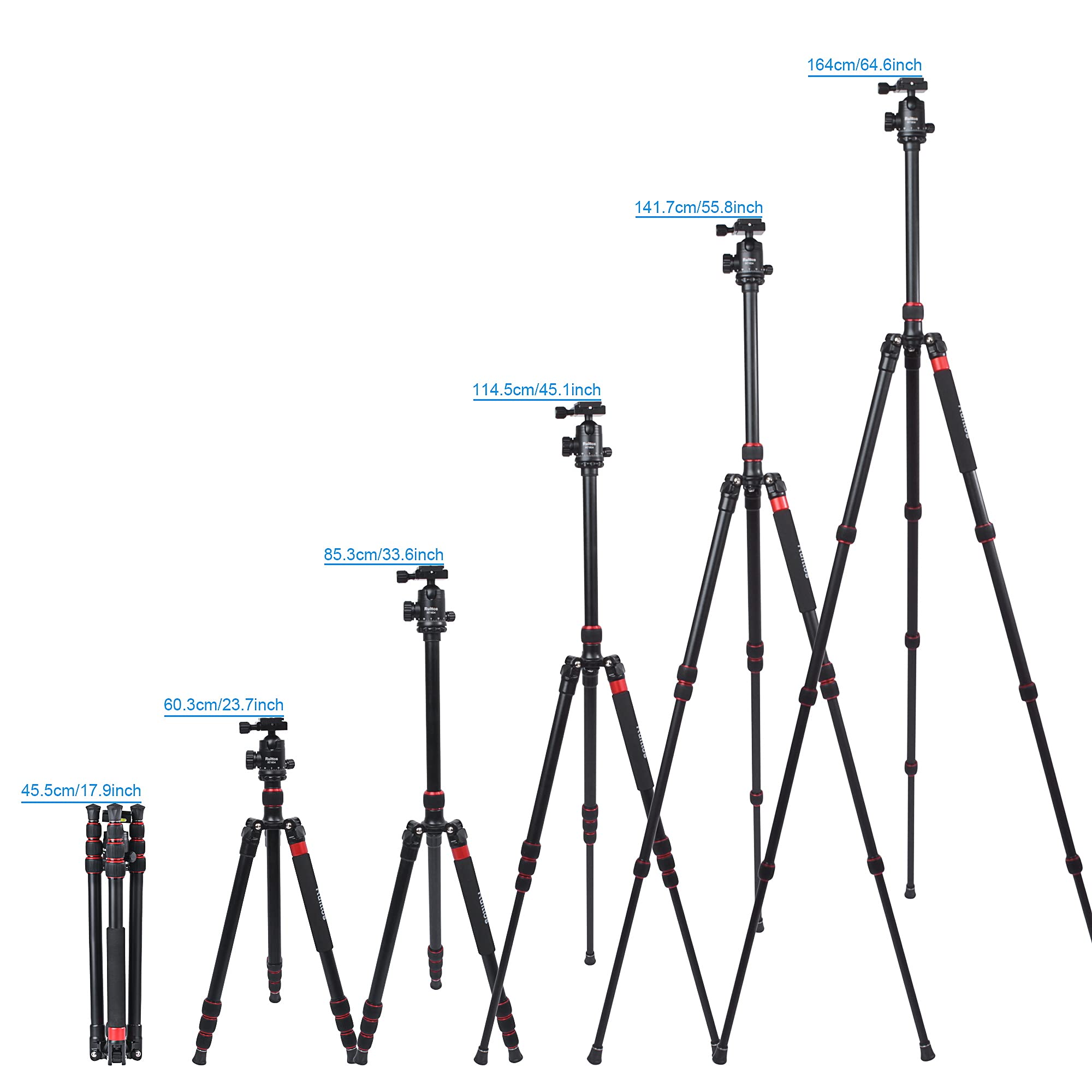 Ruittos Tripod For Camera, 64" Camera Tripod Stand, Dslr Tripods & Monopods, Heavy Duty Travel Tripod For Binoculars Laser Level Spotting Scope Telescope, Professional Complete Tripod Units