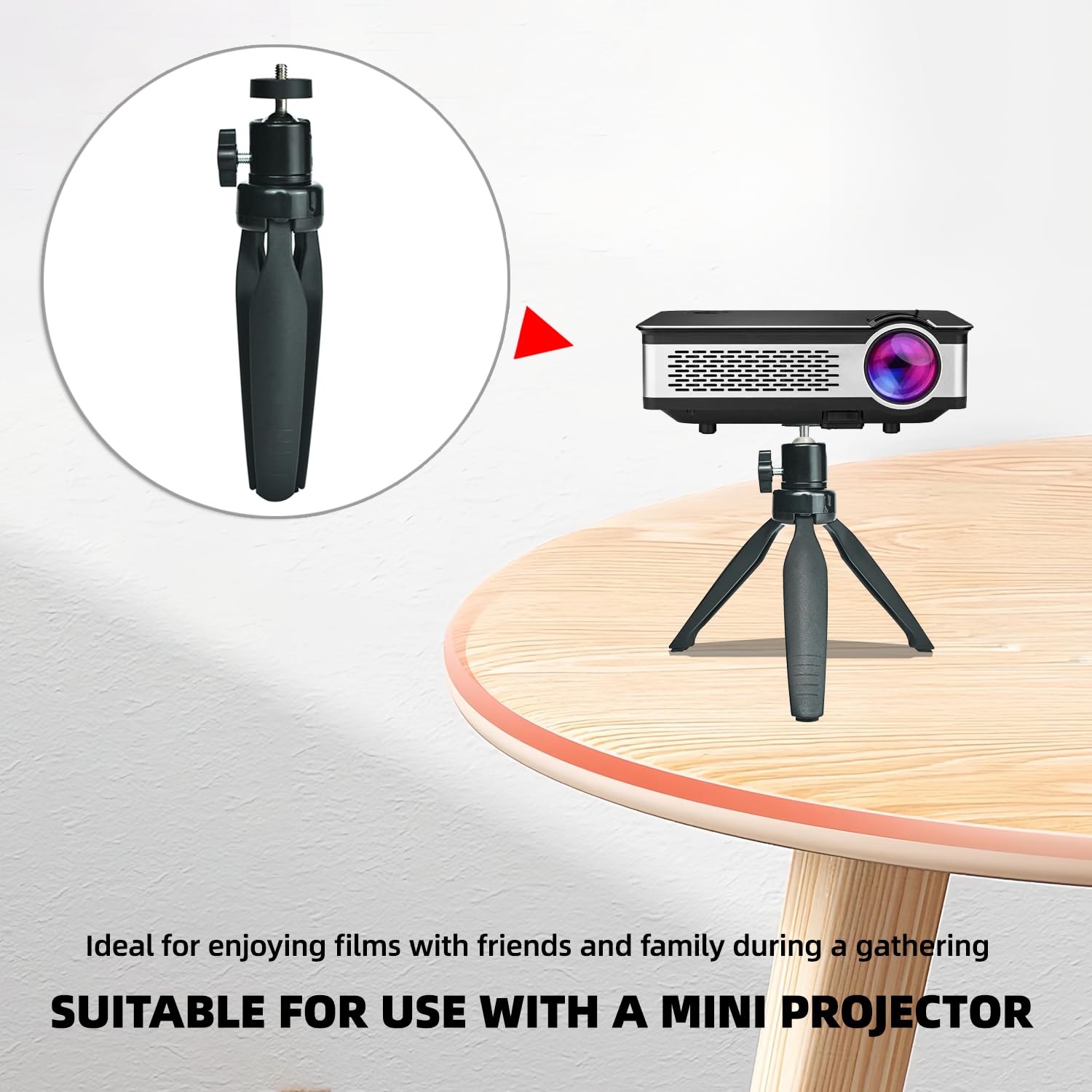 Pantwoo Mini Desktop Tripod Stand With 6.3 Inch Universal 1/4 Screw Ballhead For Projectors, Dslr Cameras, Webcams, Smartphones, And Selfie Sticks - Black Angle Adjustable