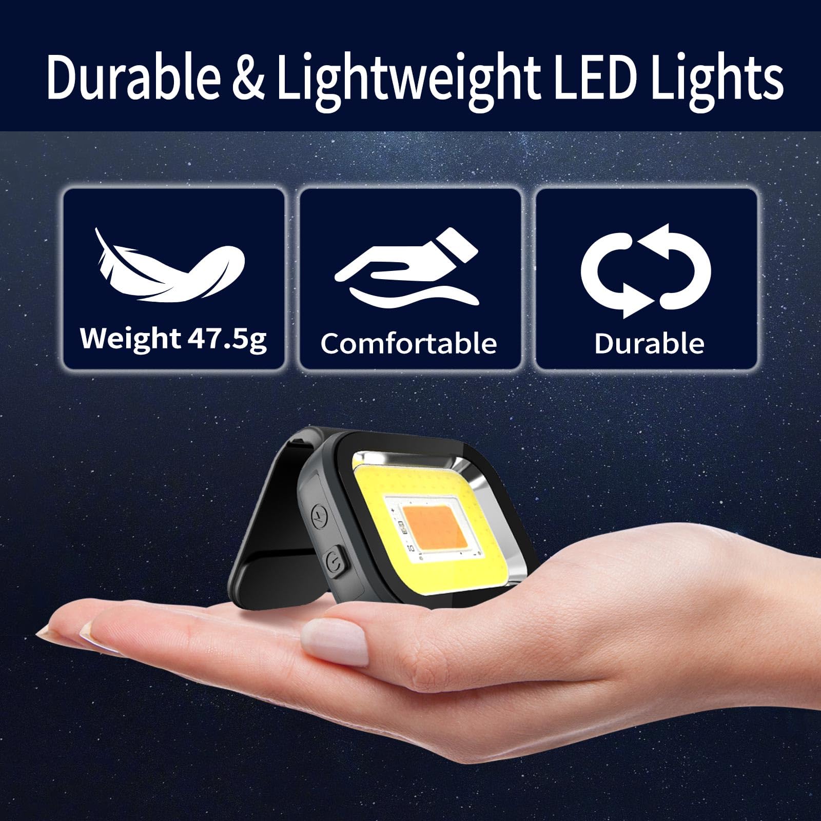 Matonze Running Lights, Ip66 Waterproof Clip On Running Flashlights For Runners, 6 Modes Lightweight Rechargeable Safety Light For Joggers Running Camping Hiking Emergency (Black)