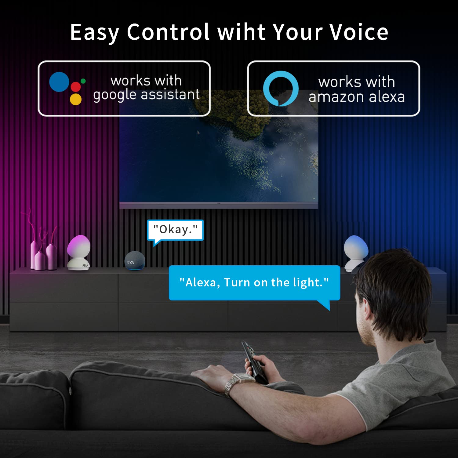 Lpmylmc Smart Night Light Table Lamp With Rgbww, Portable Voice Control Led Dimmable Bluetooth Table Lamp, Compatible With Alexa & Google Assistant For Bedroom, Living Room, Gaming, Decoration