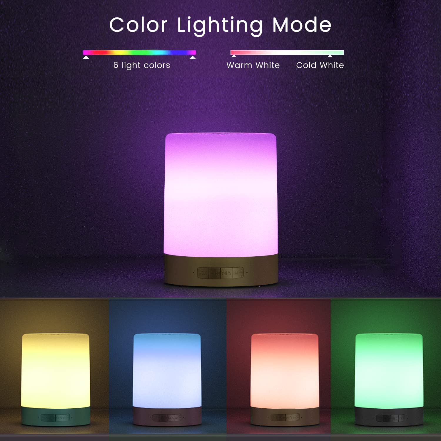 Elecstars Touch Bedside Lamp - With Bluetooth Speaker, Dimmable Color Night Light, Outdoor Table Lamp With Smart Touch Control, Best For Men Women Teens Kids Children Sleeping Aid(Rose Gold)