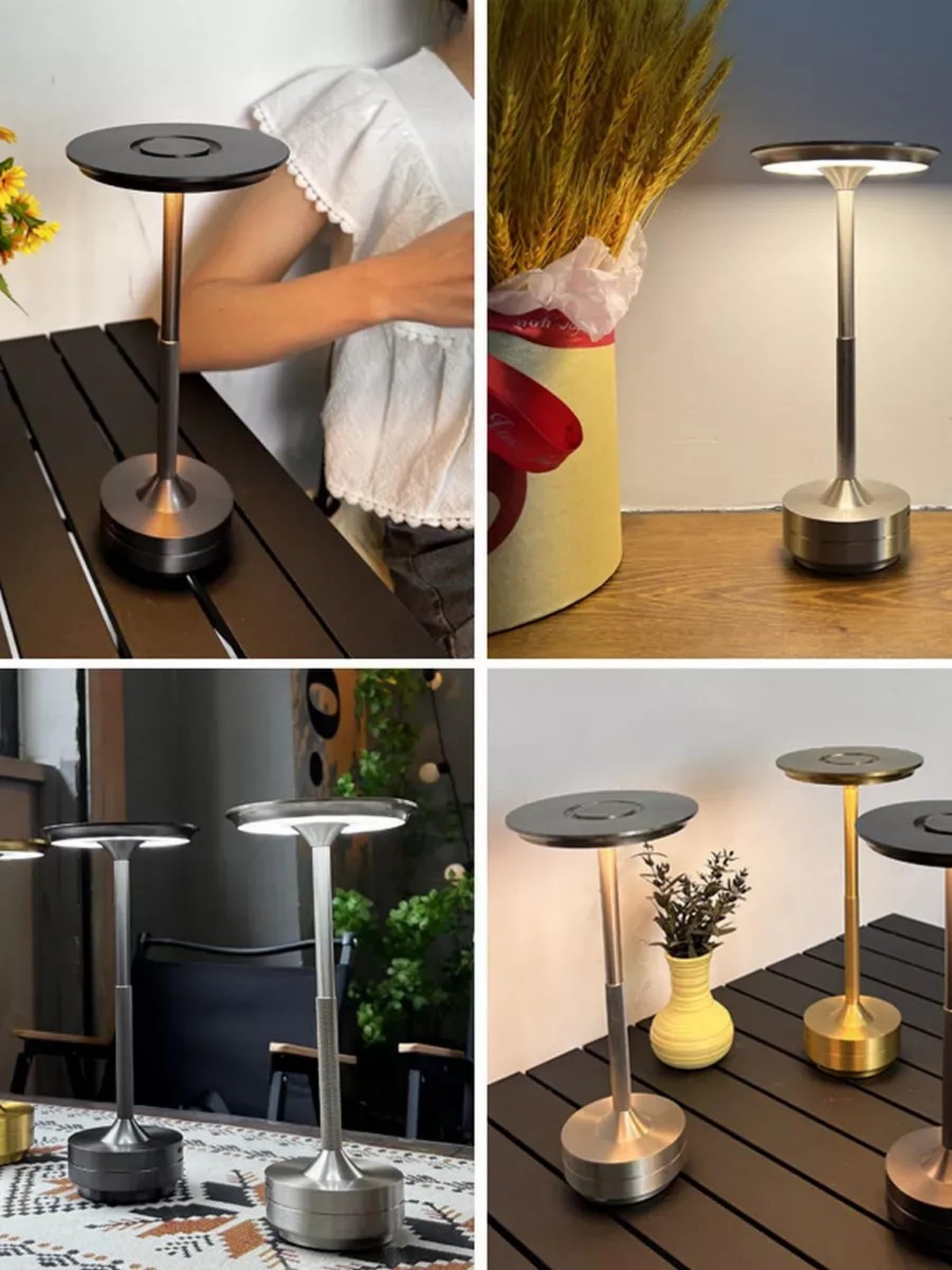 Jsxl Black Rechargeable Cordless Table Lamp, Battery Operated Table Lamp, Stepless Dimming Small Table Lamp, Led Table Lamps For Indoor/Outdoor, Living Room Kitchen Patio, 2 Pcs
