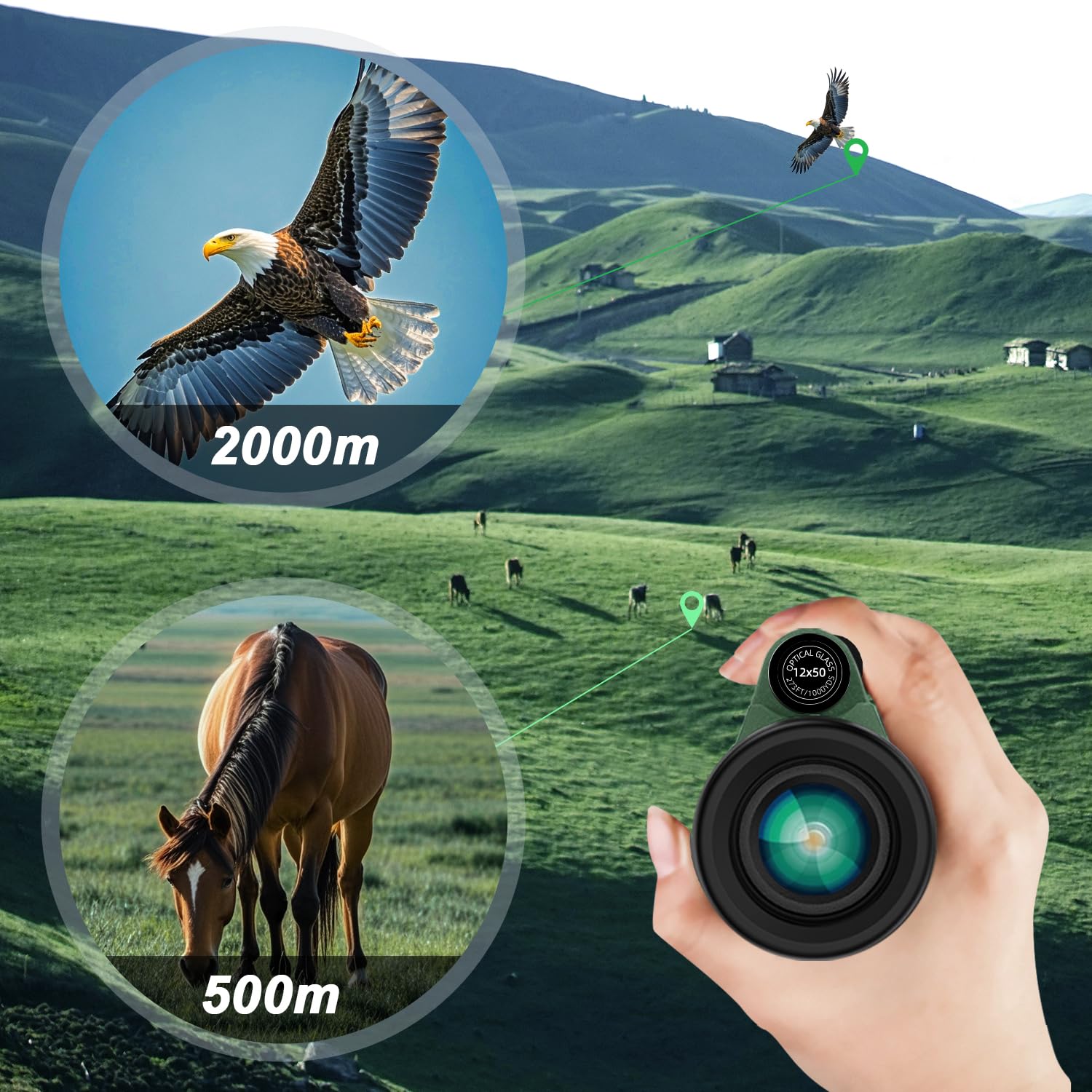 Pankoo High-Definition 12X50 Monocular For Adults - Includes Smartphone Adapter, Tripod & Hand Strap - Premium Bak4 Prism & Fmc Lens - Ideal For Bird Watching, Sports, Hiking, And Travel