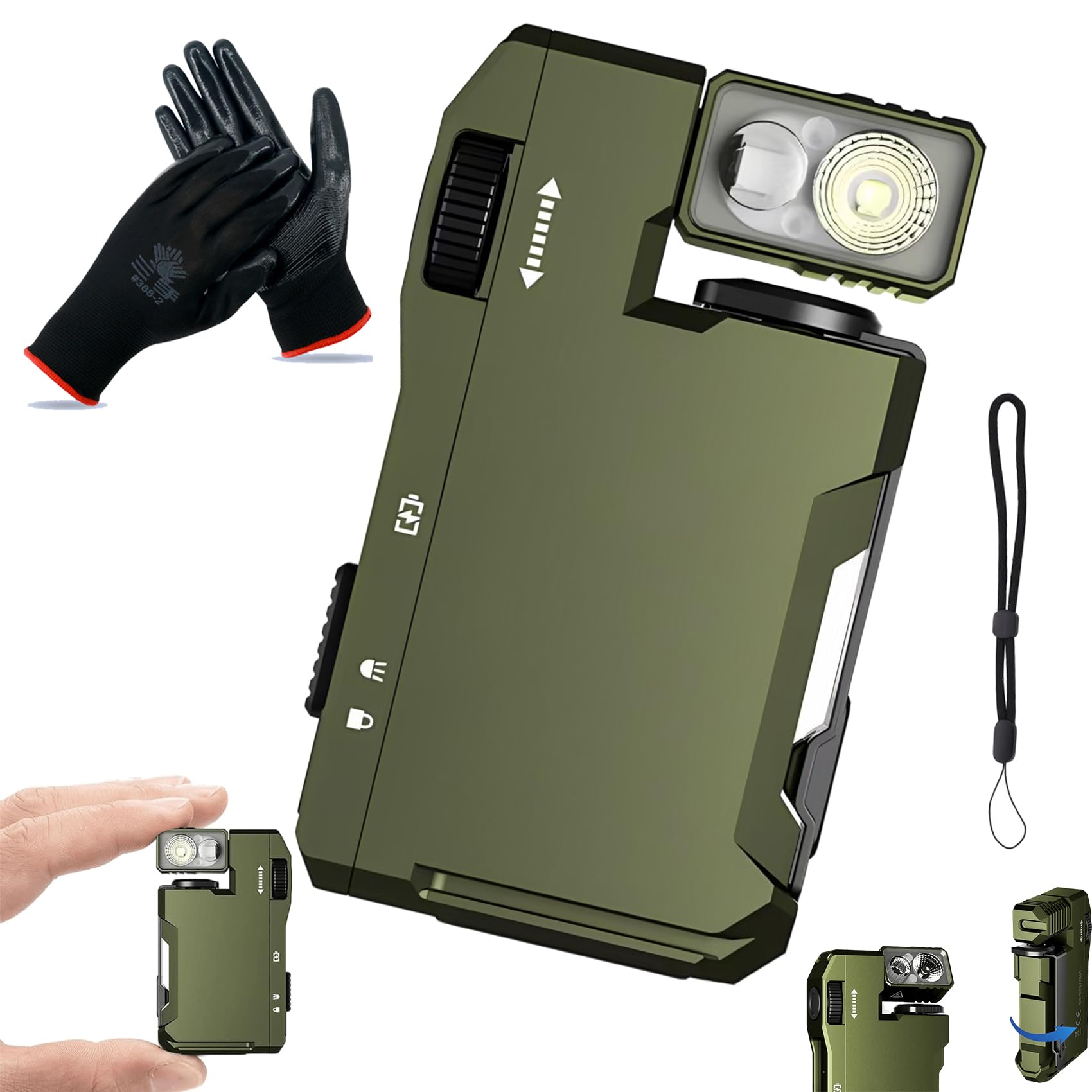 Lcassoon G5 Flashlight, G5 Rechargeable Edc Flashlight - 400 Lumens, Dual Light Sources Rgb Flashlights, 180° Rotation Magnetic Keychain Flashlights For Outdoor, Emergency & Daily Carry (1Pc Green)