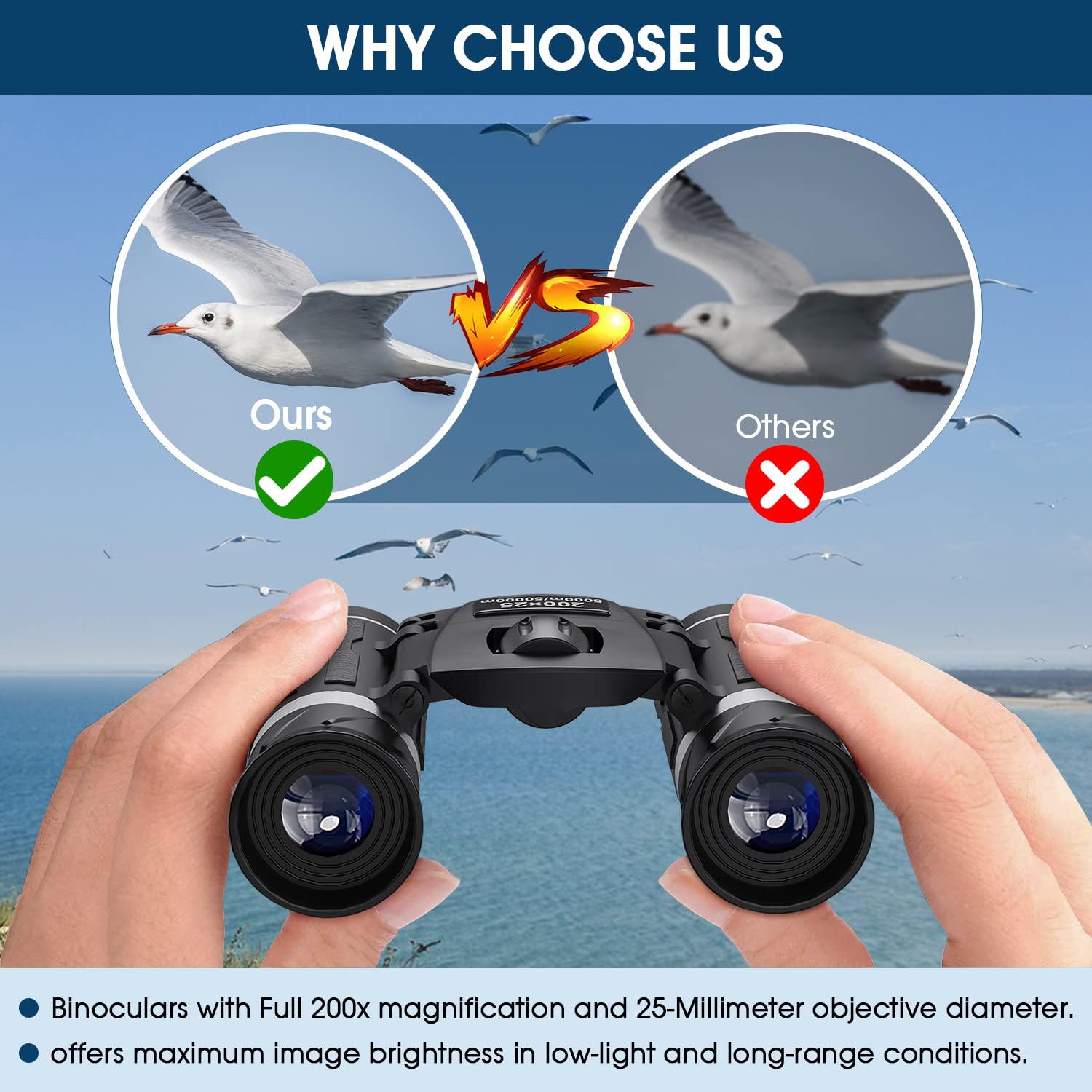 Flyant 200X25 Compact Binoculars For Adults And Kids, High Powered Mini Pocket Binoculars, Waterproof Small Binocular For Bird Watching, Hunting, Concert, Theater, Opera, Traveling, Sightseeing
