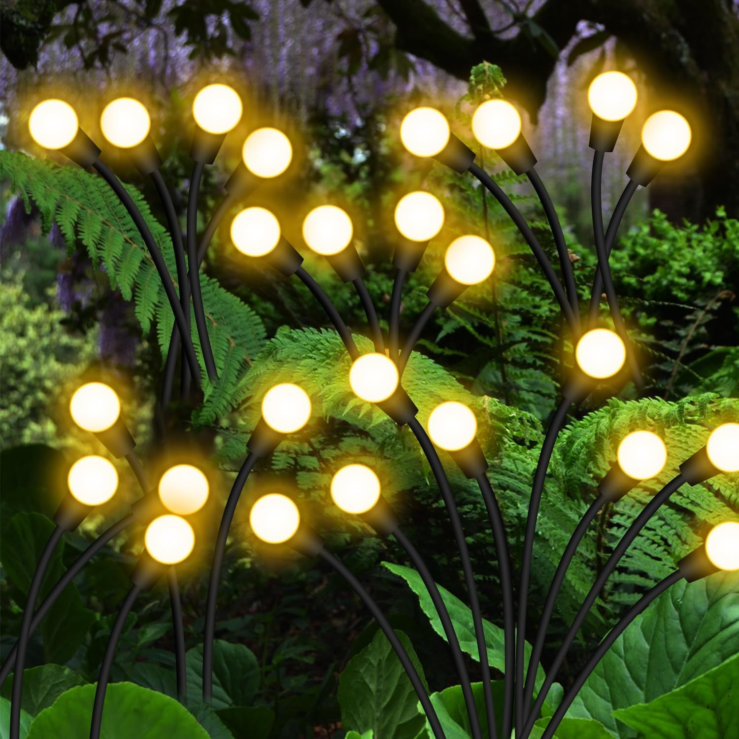Solarbaby Solar Garden Lights Solar Swaying Light Sway By Wind Solar Firefly Lights Outdoor Waterproof For Landscape Pathway Patio Yard Walkway Decoration Warm White