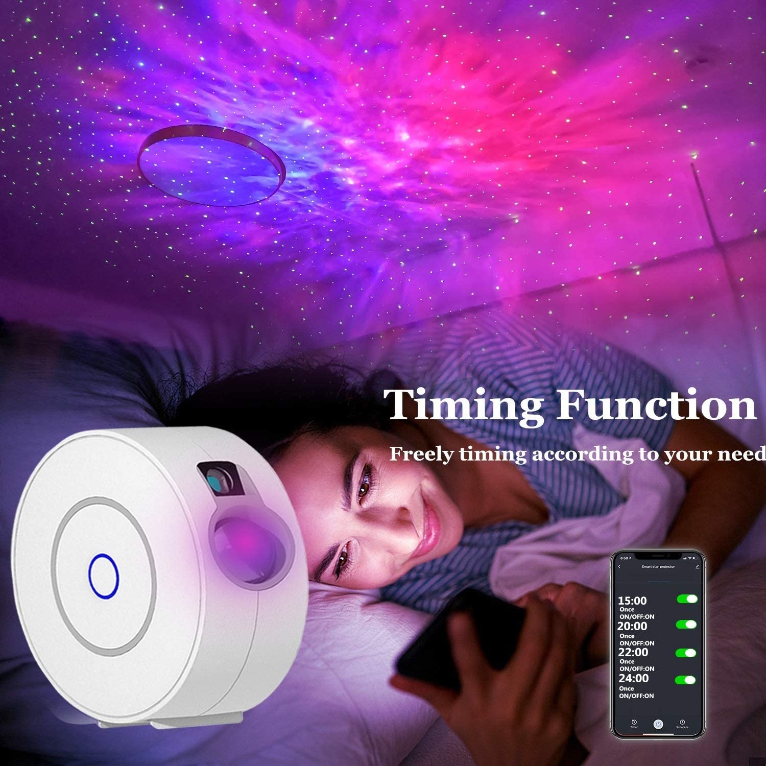 Liuyang Smart Galaxy Projector With Nebula Cloud/Moving Ocean Wave, Wifi Star Projector For Room Decor, Home Theater Night Light Projector, Compatible With Alexa & Google Home