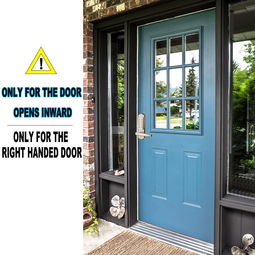 Megaflint Keyless Mechanical Combination Door Lock Digital Code Keypad Security Entry Door Stainless Steel 304 Not Deadbolt (Only For The Left Handed Door Opens Inward) … (Left Handle)