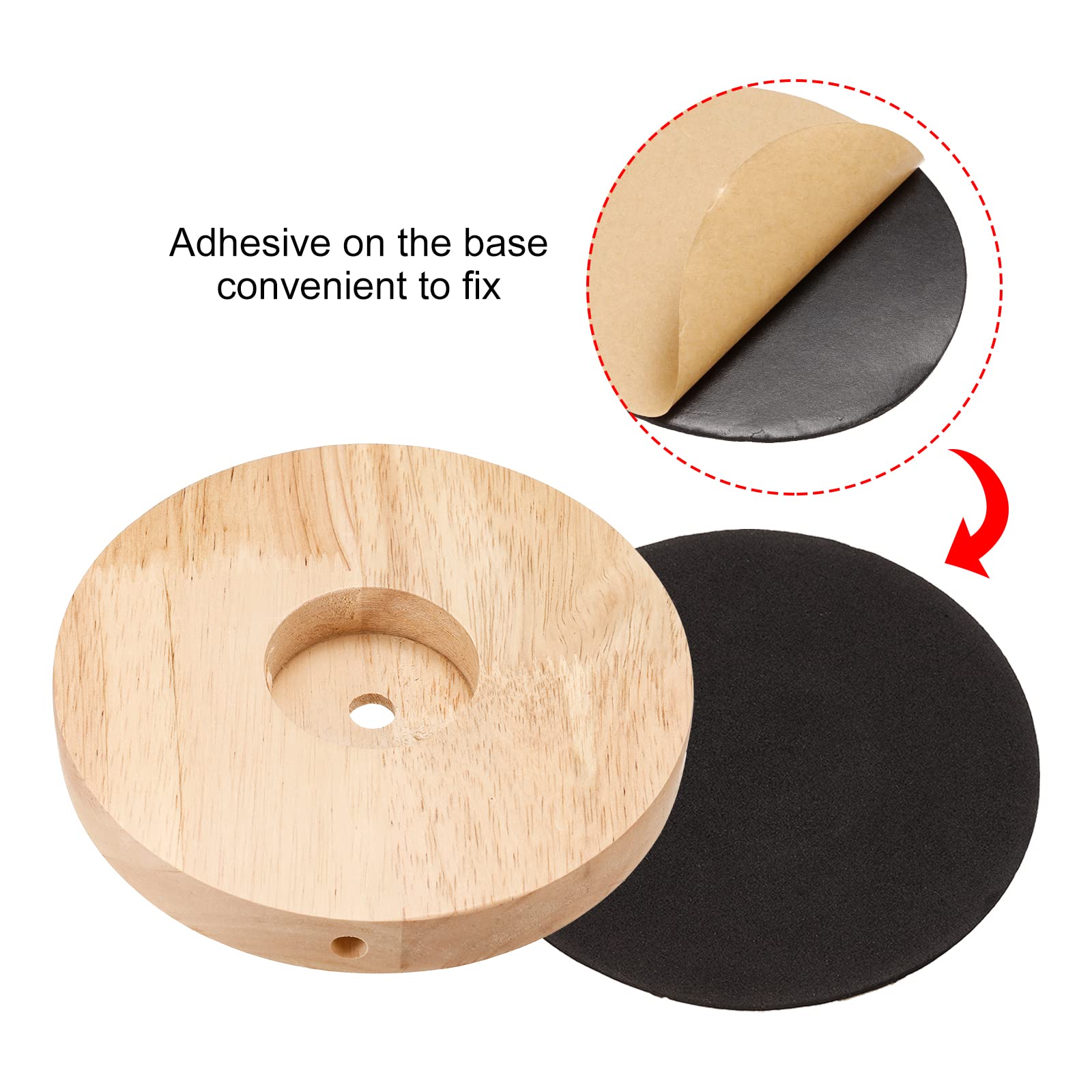 Patikil 150Mm Wooden Lamp Base, 2 Pack Circular Solid Wooden Base Wood Desk Lamp Stand Replacement For Table Lamps Diy