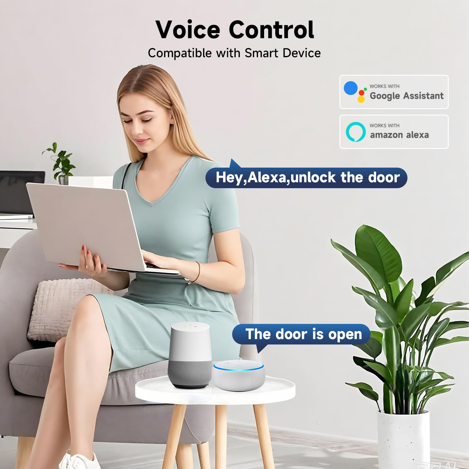 Lockzo Smart Door Lock With Handle, Keyless Entry Door Lock Deadbolt Handle Set, Built-In Wifi Deadbolt Smart Lock For Front, Fingerprint, Keypad Code, App Control, Voice Control
