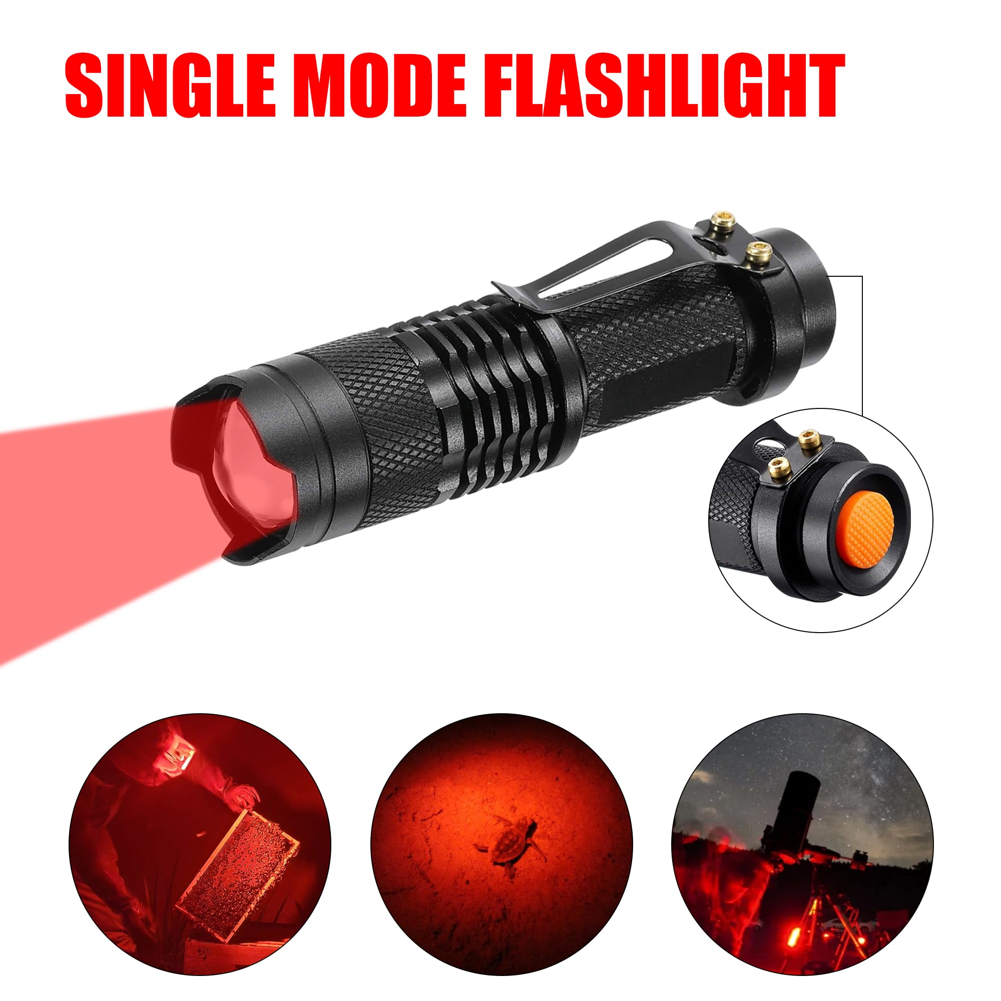 Souyos Ultra-Low Lumen Red Flashlight For Astronomy & Night Vision - Zoomable,Single Mode, Aa Battery Operated, Portable Pocket Size (Batteries Not Included) (3)
