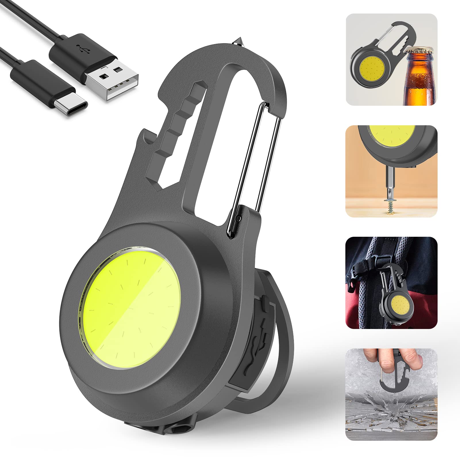 Wejoy Mini Flashlight, Rechargeable, Portable, Waterproof, 800 Lumen, 4 Light Modes, Magnetic, Keychain, Led, Gray