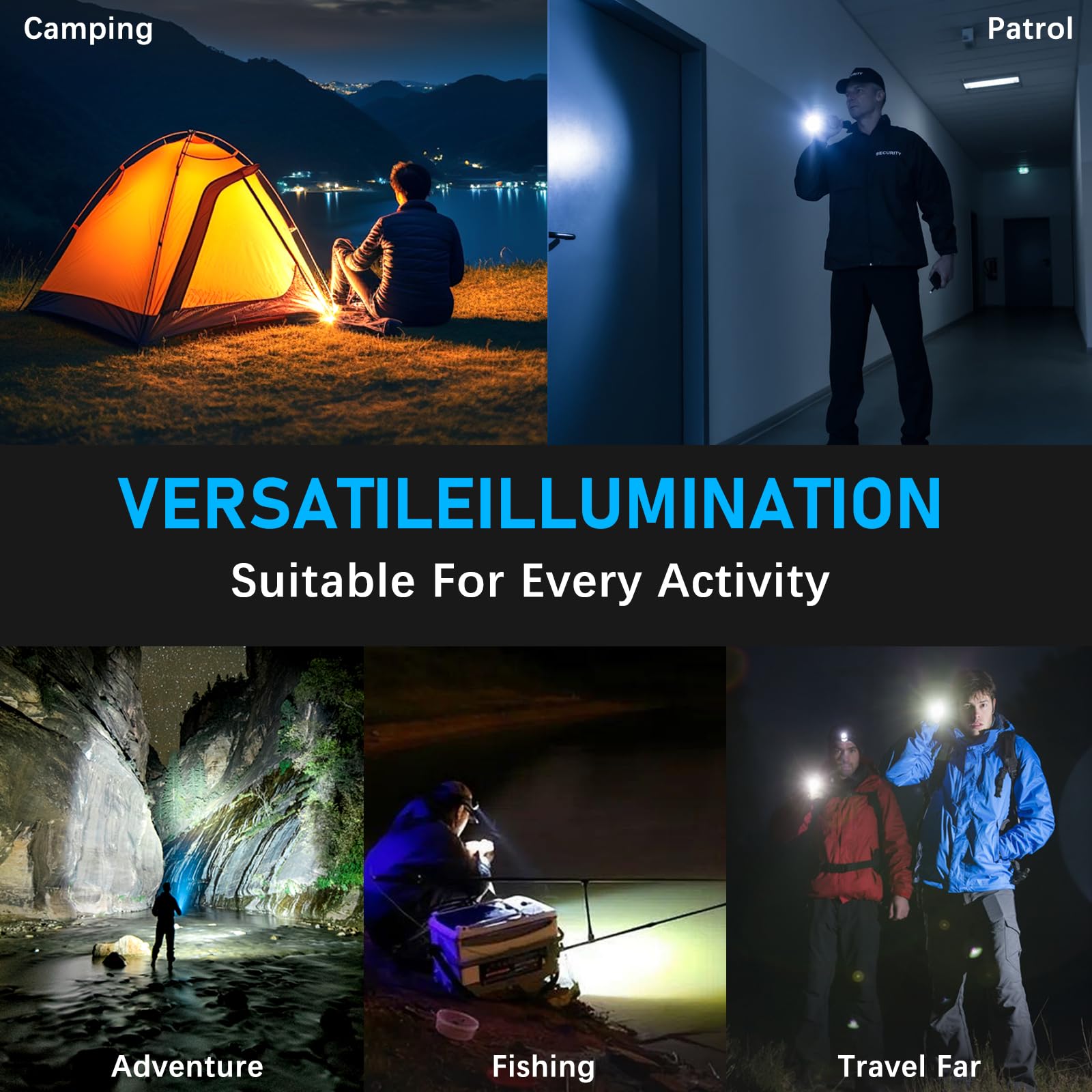 Alifa Rechargeable Flashlights High Lumens, 1000000Lm Powerful Tactical Flashlights, 5 Modes Led Flashlight Adjustable, Brightest Flashlight Waterproof, Handheld Flash Light For Emergencies, Camping.