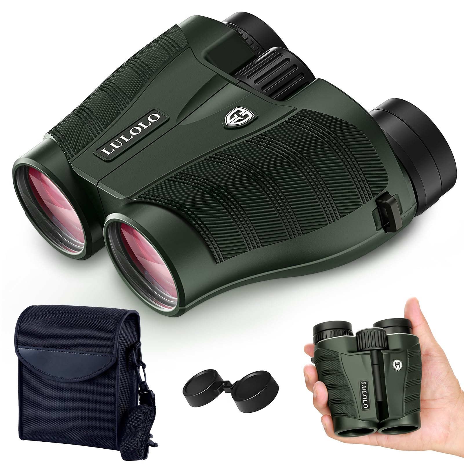 Lulolo 12X30 Compact Hd Binoculars For Adults And Kids High Powered - Large View Binoculars With Clear Low Light Vision - Super Bright Lightweight & Waterproof Binocular For Bird Watching Travel Hunting