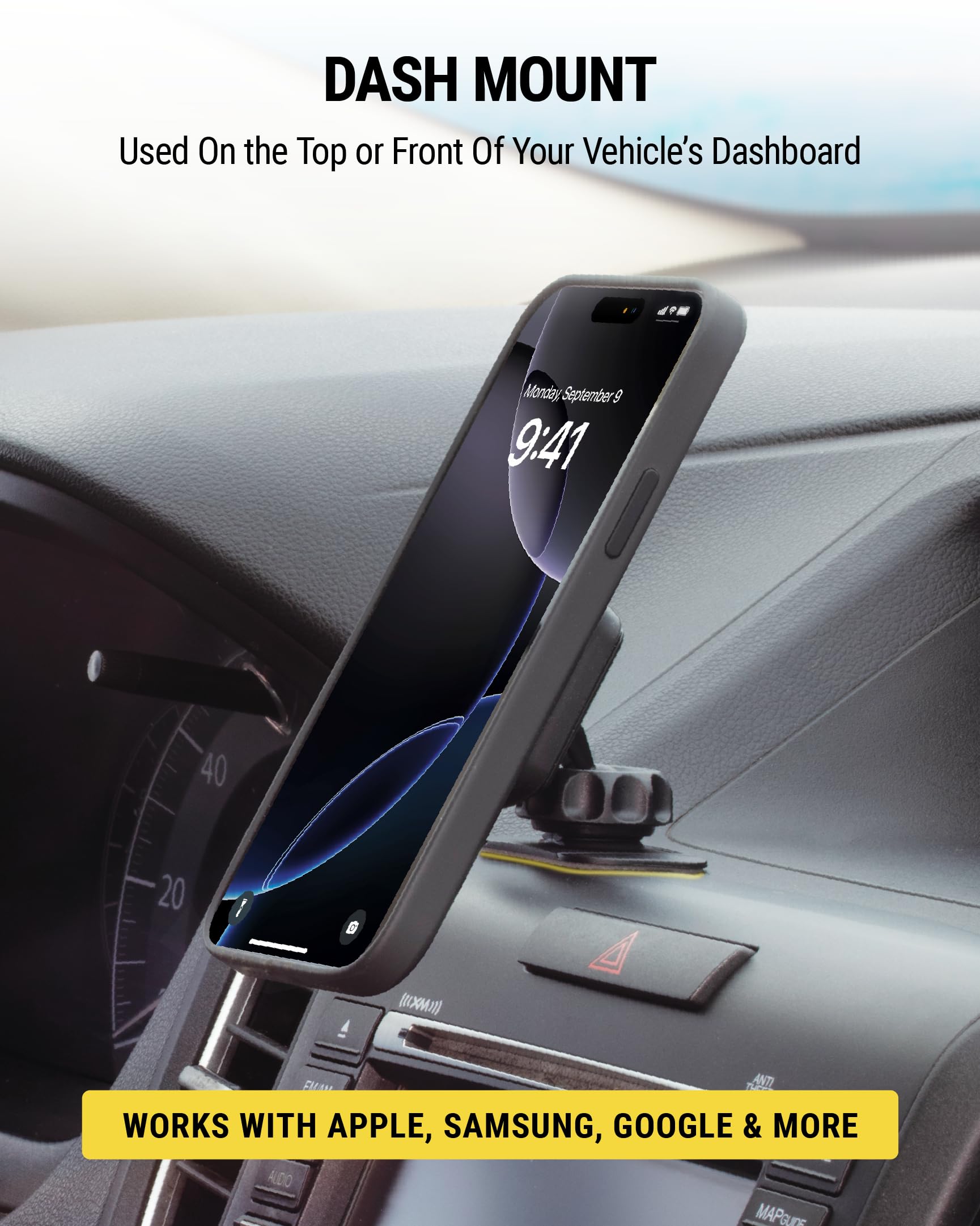 Scosche Magdmb Magicmount Magnetic Phone Mount For Car, Dashboard Cell Phone Holder With 360° Adjustable Magnet Head, Universal Phone Stand For Car Compatible With Iphone, Samsung, And All Devices