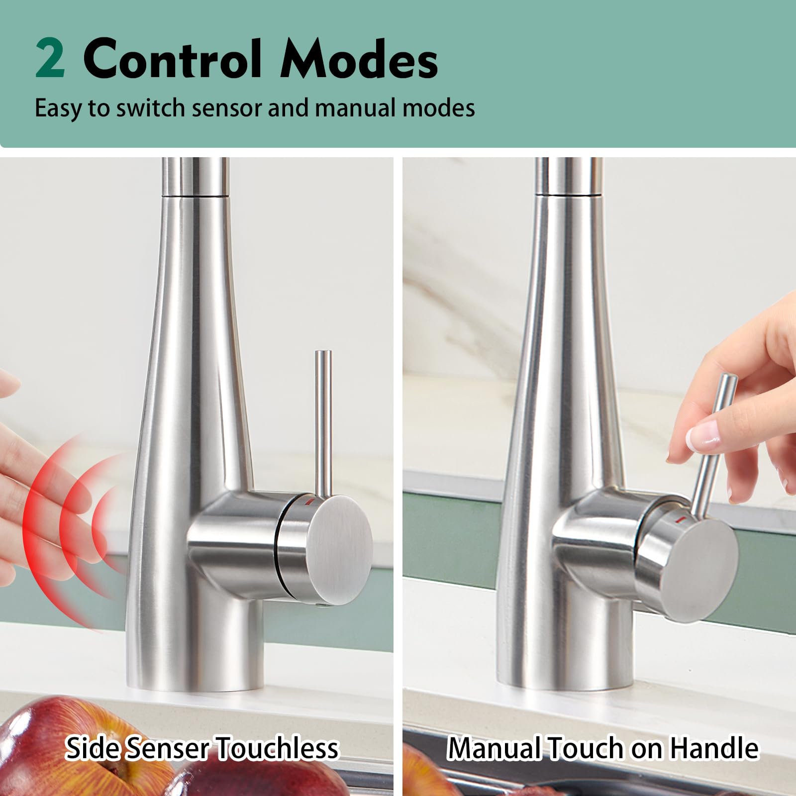 Crea Infrared Sensor Kitchen Faucet,Touchless Kitchen Faucets With Pull Down Sprayer,360° Swivel Brushed Nickel Single Hole Laundry Faucet For Uitility Sink Commercial Rv Bar Faucet Stainless Steel