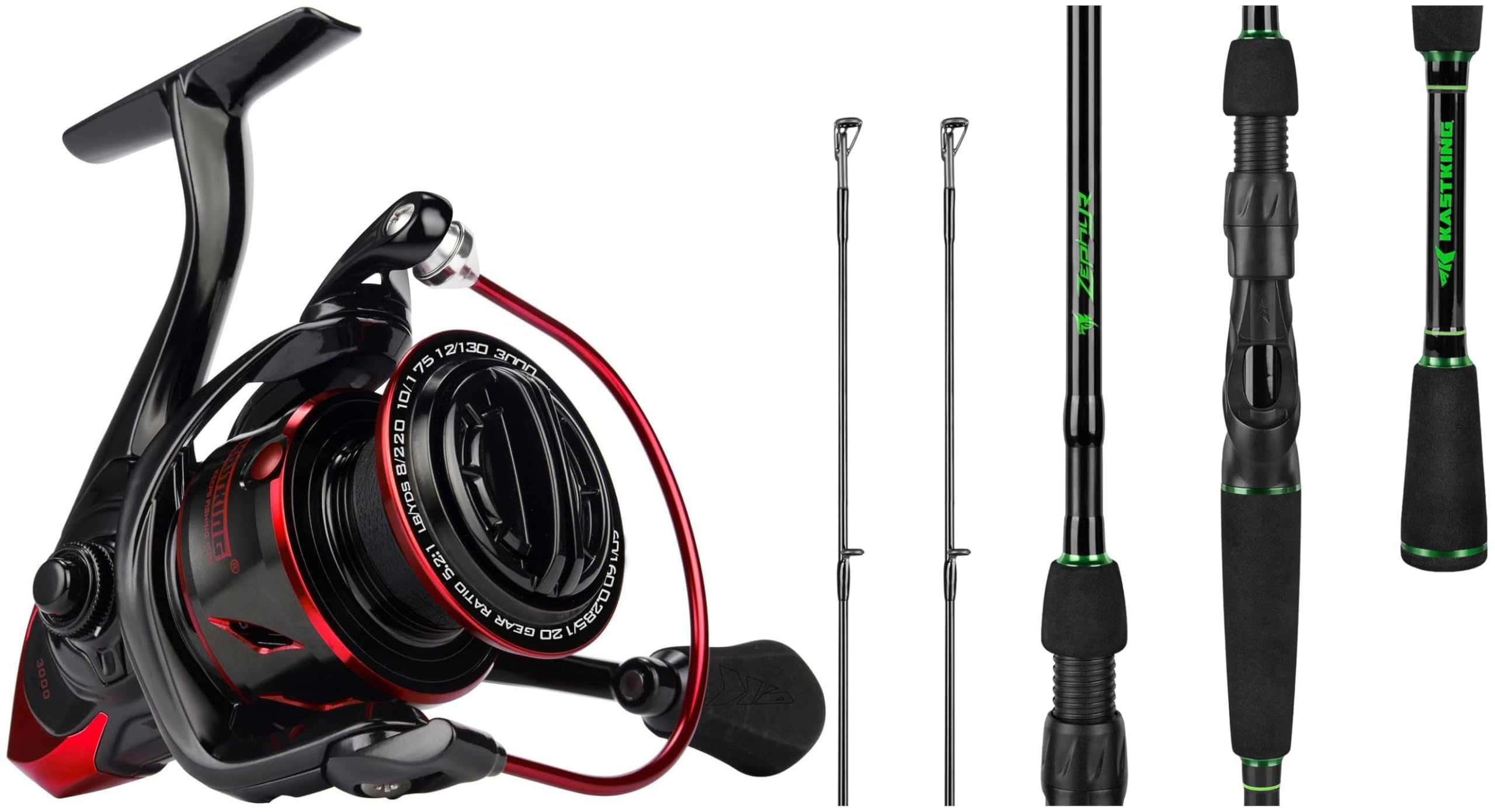 Kastking Sharky Iii Spinning Fishing Reel,Size 3000 And Zephyr Dual Tip Fishing Rod, 7' Ml & M Spinning Rod