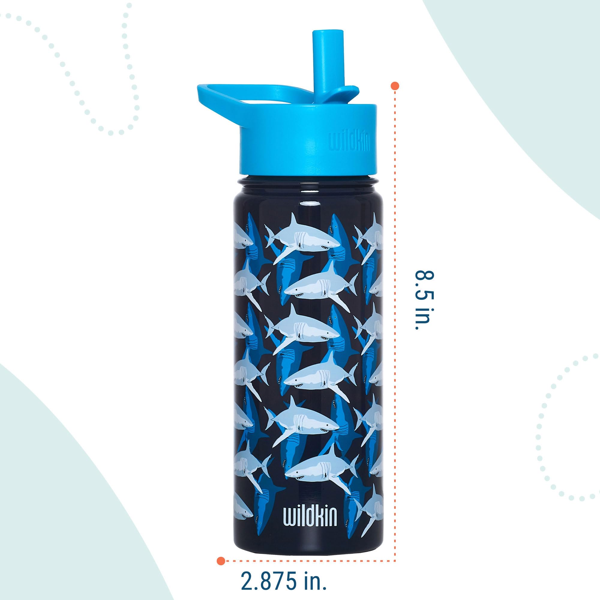 Wildkin Kids 18Oz Stainless Steel Water Bottle –-, Leakproof, Insulated, Easy-Clean - Sharks