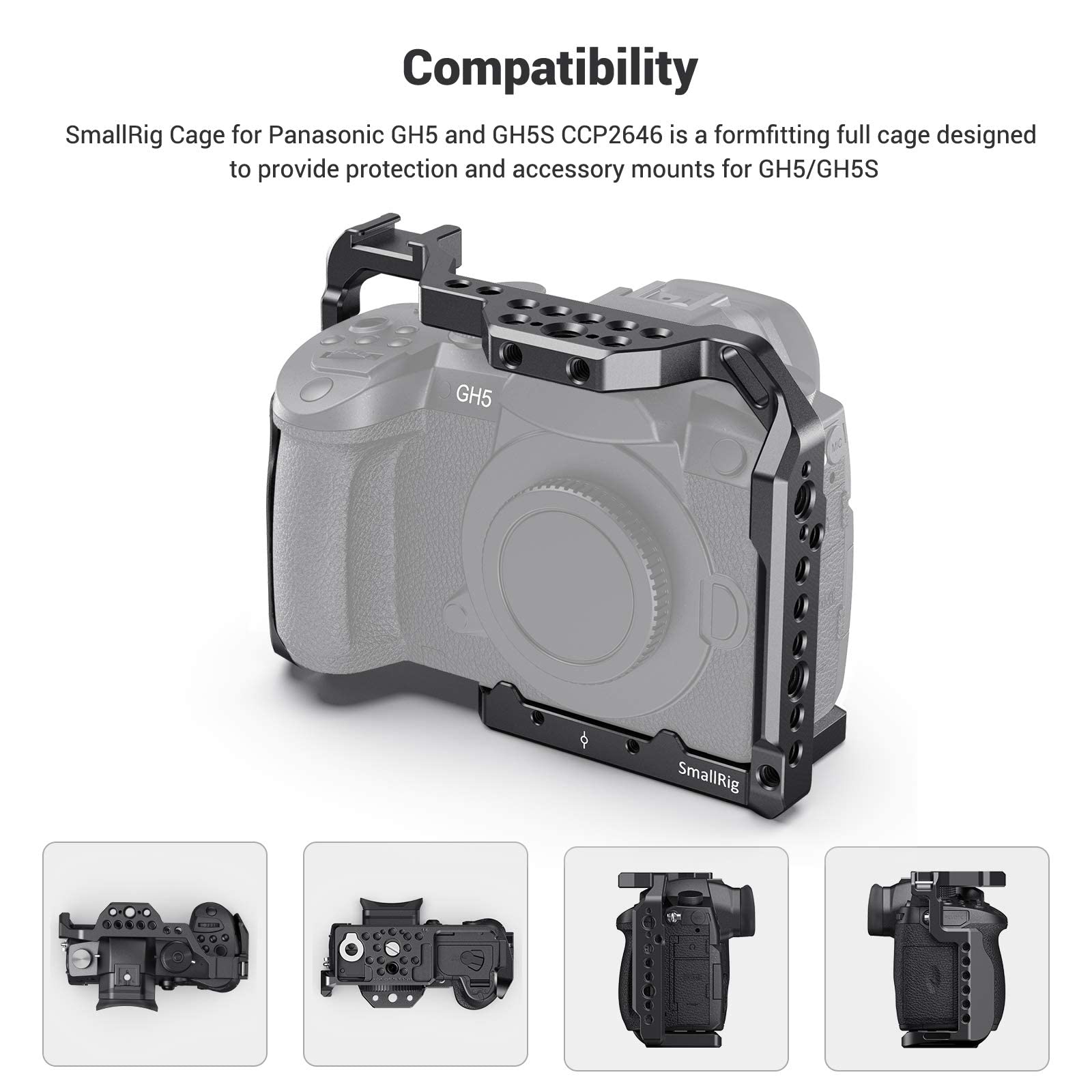 Smallrig Gh5 Gh5S Cage For Panasonic Lumix Camera And Dmw-Xlr1 ( Version) - 2049, Video Stabalization Camera Cage, Professional Video Accessories