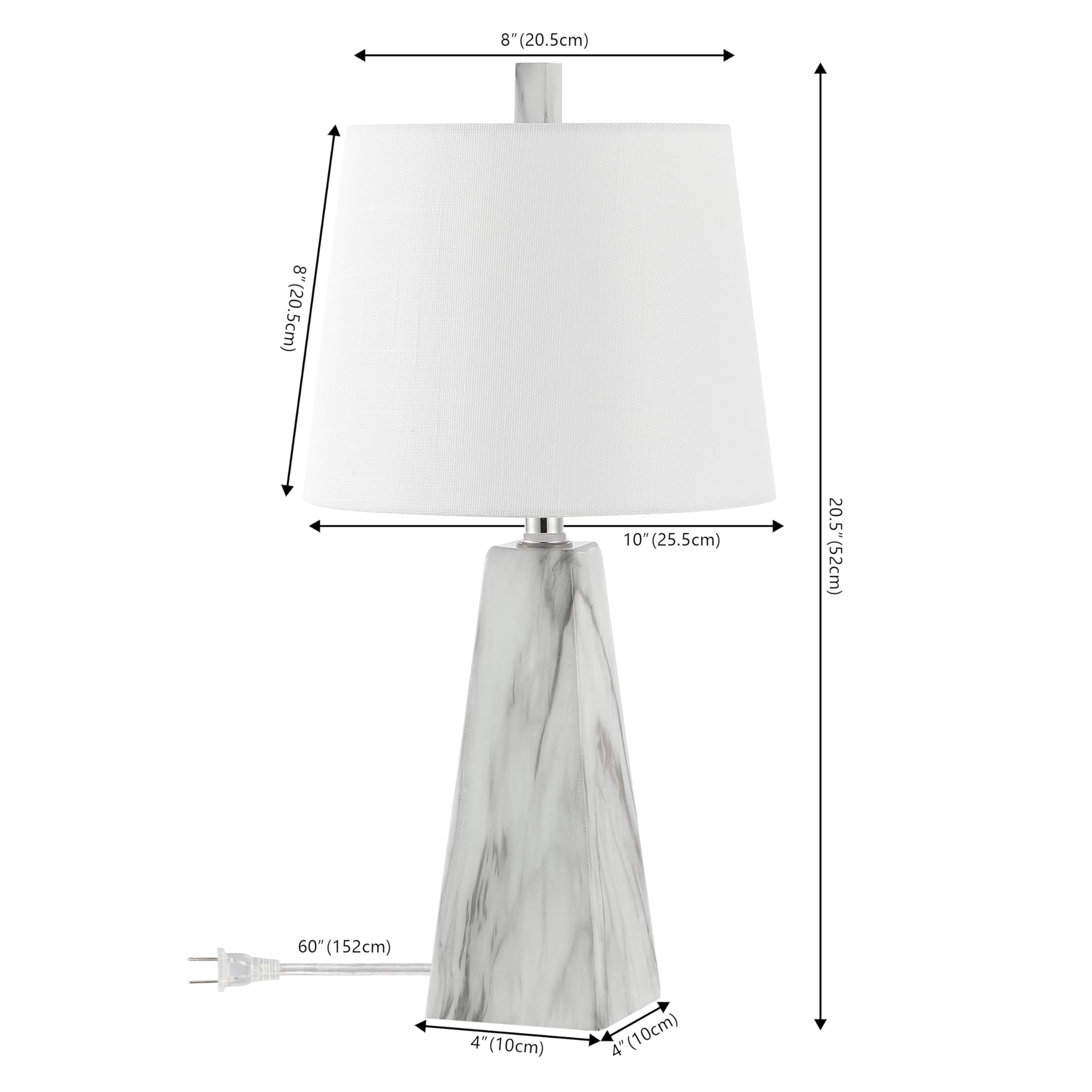 Jonathan Y Jyl1037A Owen 20.5" Resin Led Table Lamp, Contemporary, Modern, Elegant, Office, Living Room, Family Room, Dining Room, Bedroom, Hallway, Foyer, White Marble Finish