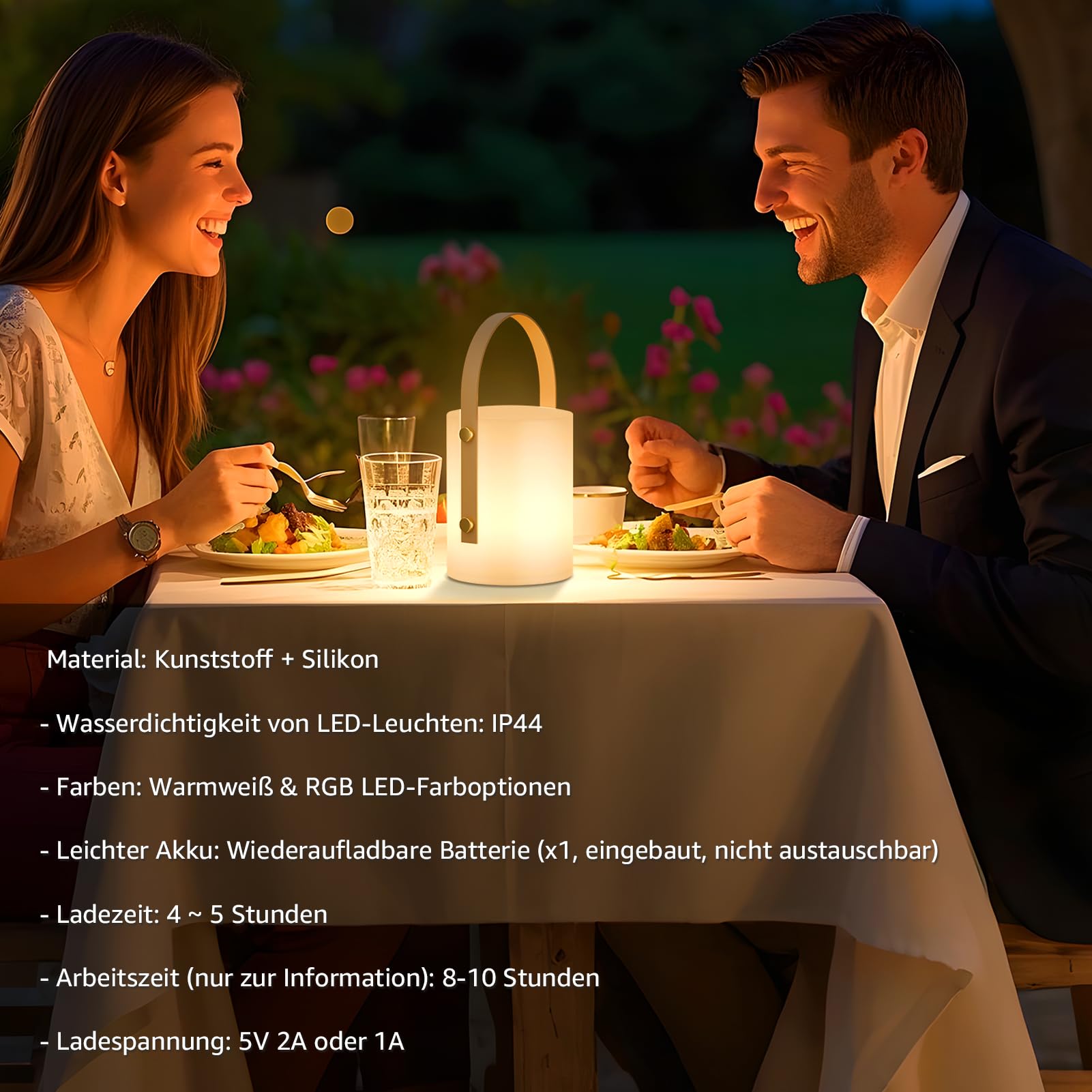 Uuffoo Outdoor Cordless Table Lamp Led Lantern Shower Lamp, Dimmable Rgb And Warm White For Patio, Camping, Restaurant, Bathroom