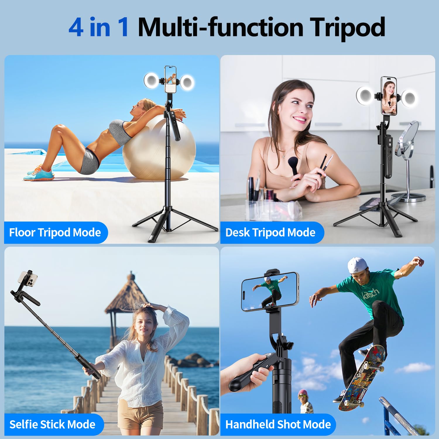 Stjiatu Auto Face Tracking Tripod With 360 Rotation Stand, 70.9" Ai Motion Tracking, Selfie Stick Rotation With Remote, Motion Sensor Phone Stand, For Vlog/Live Stream/Video Recording