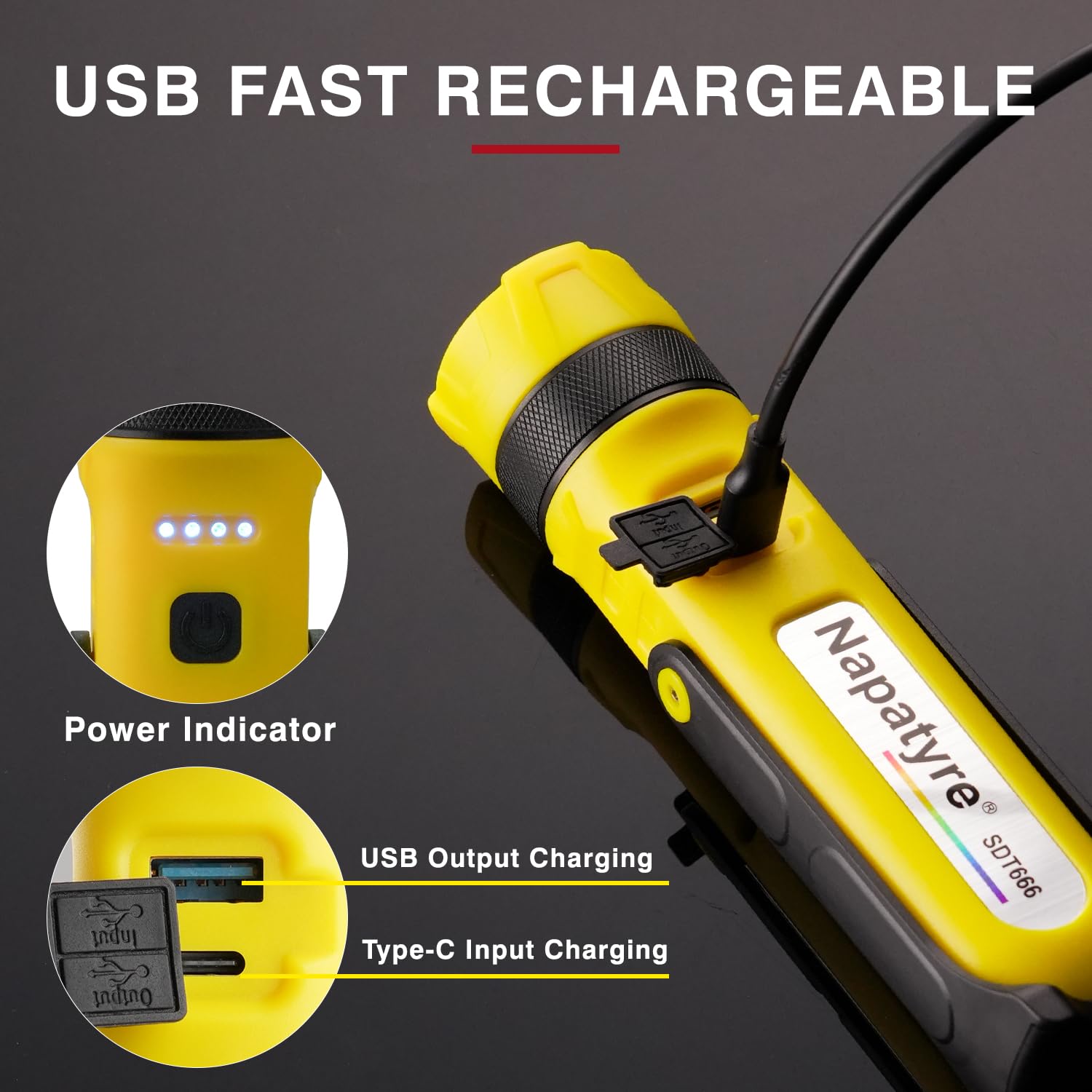 Napatyre Flashlights High Lumens Rechargeable, Super Bright Small Utility Flashlight, 300° Rotate 3 Modes Magnetic Led Flashlights With Cob Work Light For Home Emergency Camping, 2 Pack