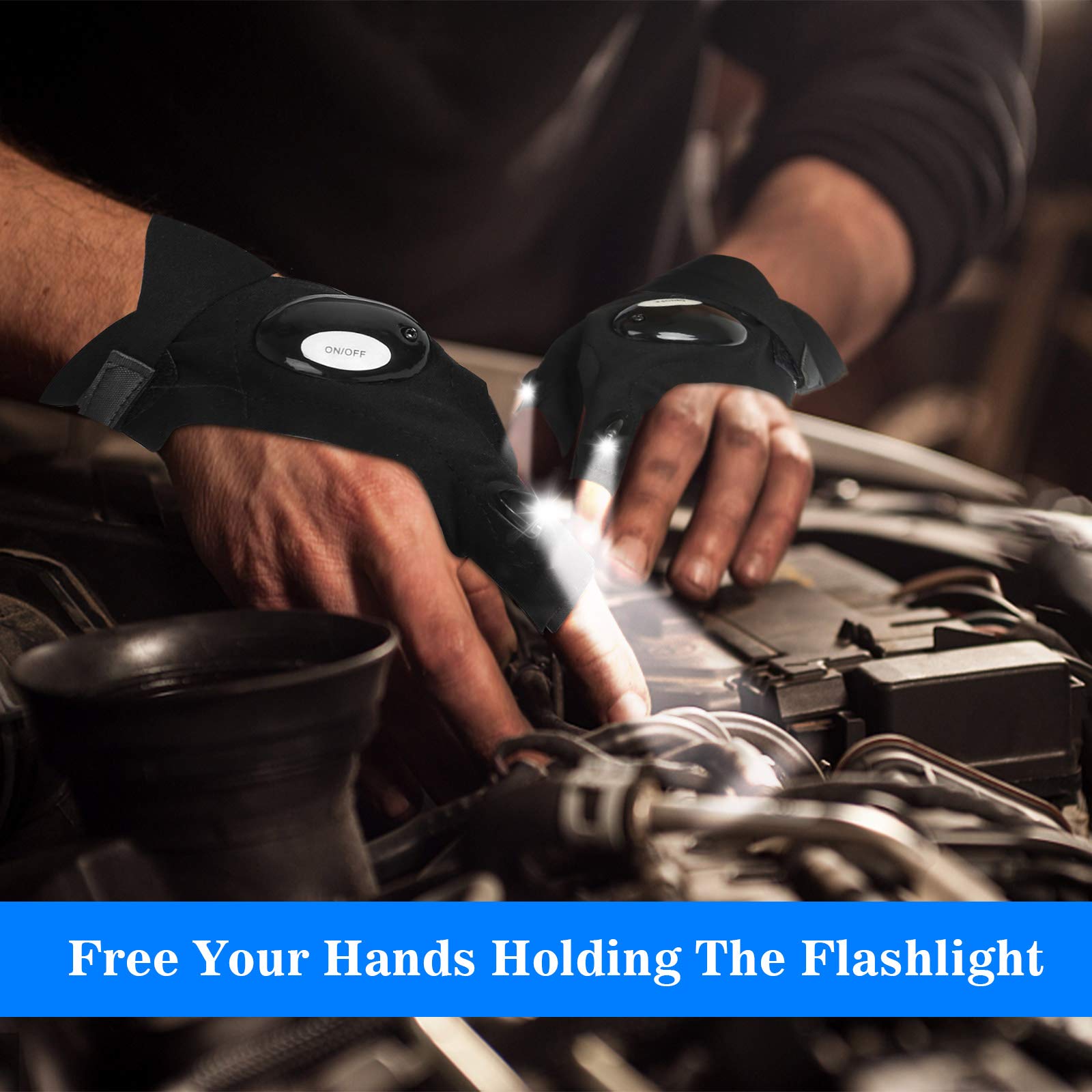 Moipejo Led Flashlight Gloves,  For Men Him Boyfriend Husband, Cool Gadget Finger Lights Waterproof For Camping Fishing Repairing, Fathers Day Christmas Birthday