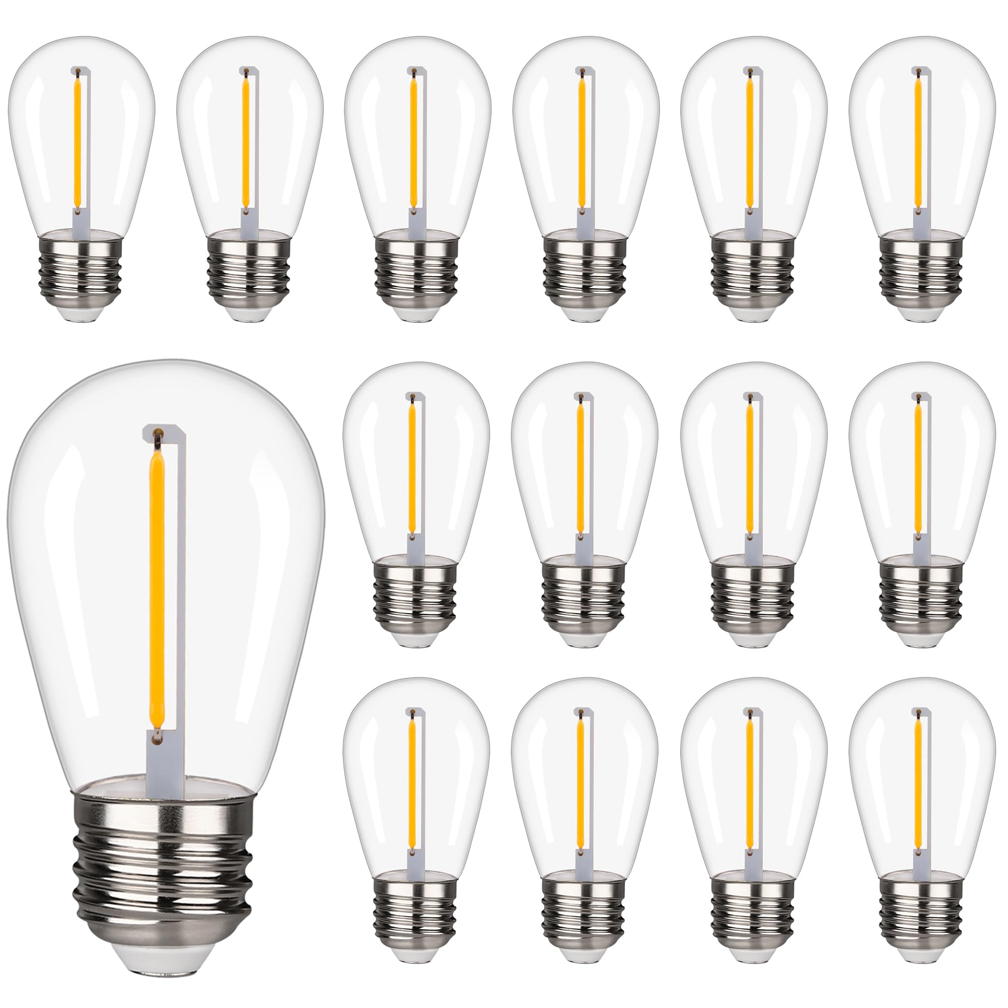 Ceinbota Ceinbota Shatterproof&Waterproof S14 String Light Bulbs,S14 Led Bulbs, Patio Lights Outdoor Waterproof Replacement Bulbs,Cri90,Warm White,120V,2200K,70Lm,E26 Base(15Pack)