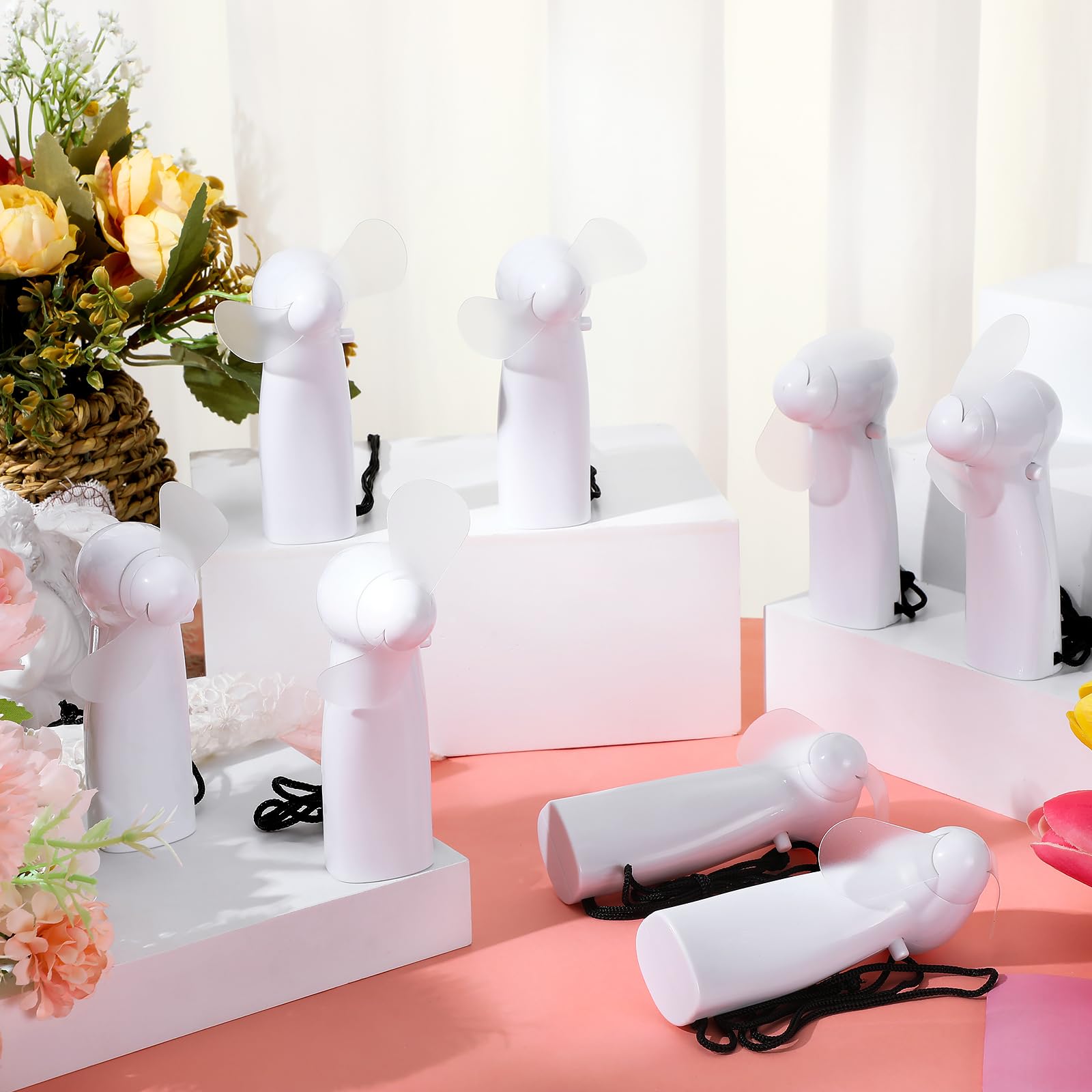 Mini portable electric fans with powerful airflow, perfect for wedding favors and outdoor events