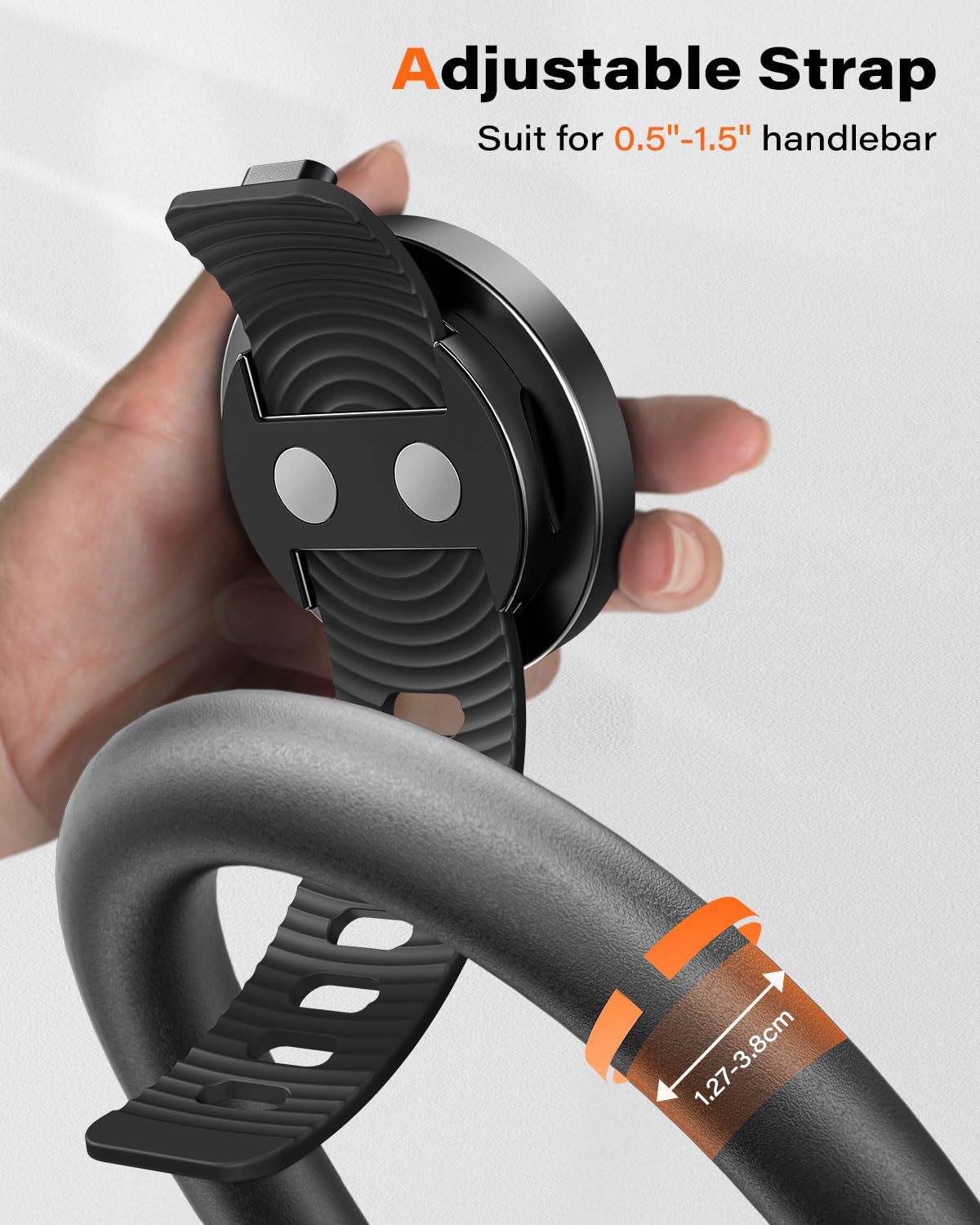 A2C Gym Fitness Phone Mount For Magsafe - 17 N52 Strong Magnets Stable And Secure Phone Mount With Adjustable Strap, Compatible With Gym Equipment, Stroller, Shopping Cart, Exercise Bikes
