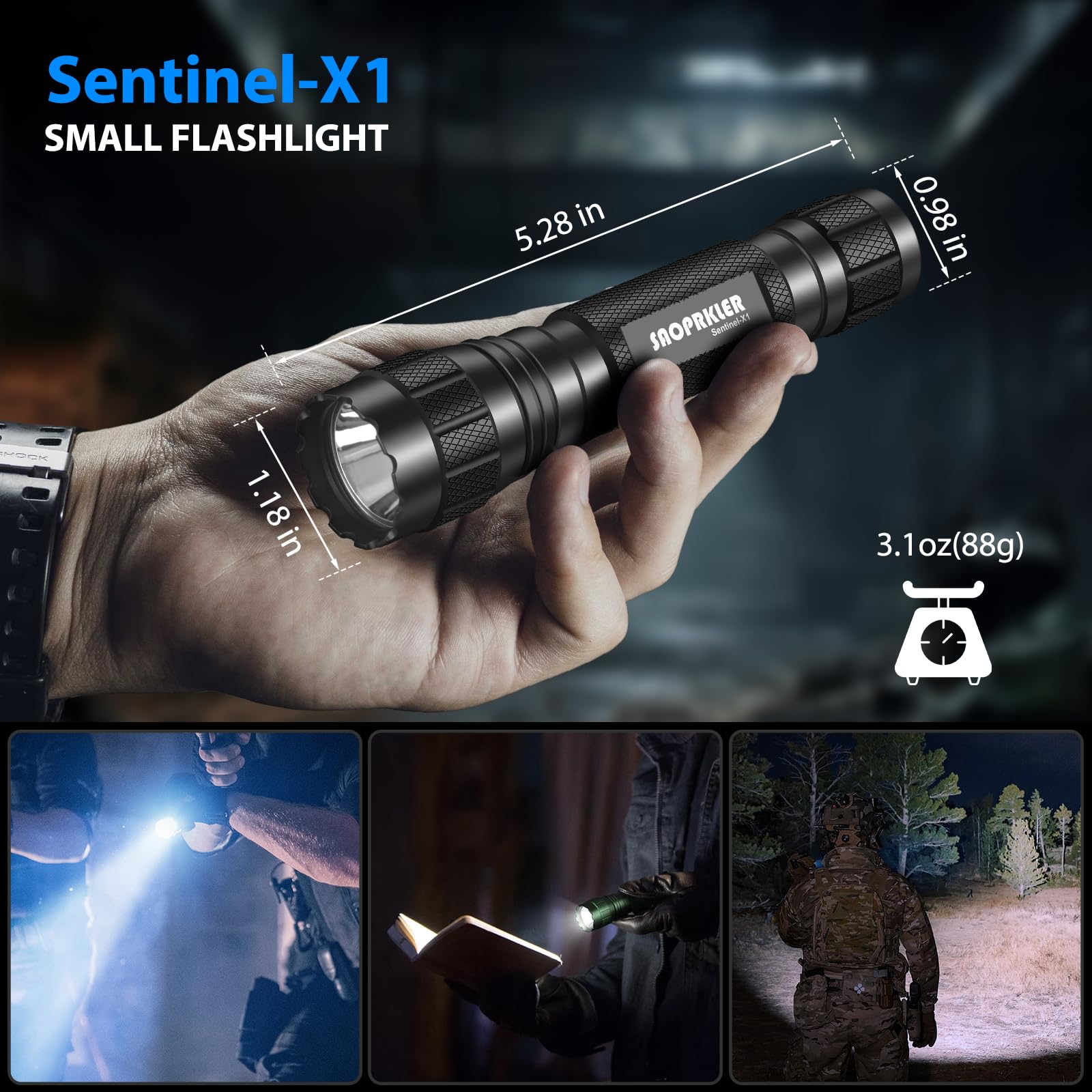 Saoprkler Tactical Flashlights High Lumen-Police 1200 Lm Flashlight With Holster For Duty Belt,Single Mode Led Flashlight For Camping/Law Enforcement-Sentinel-X1