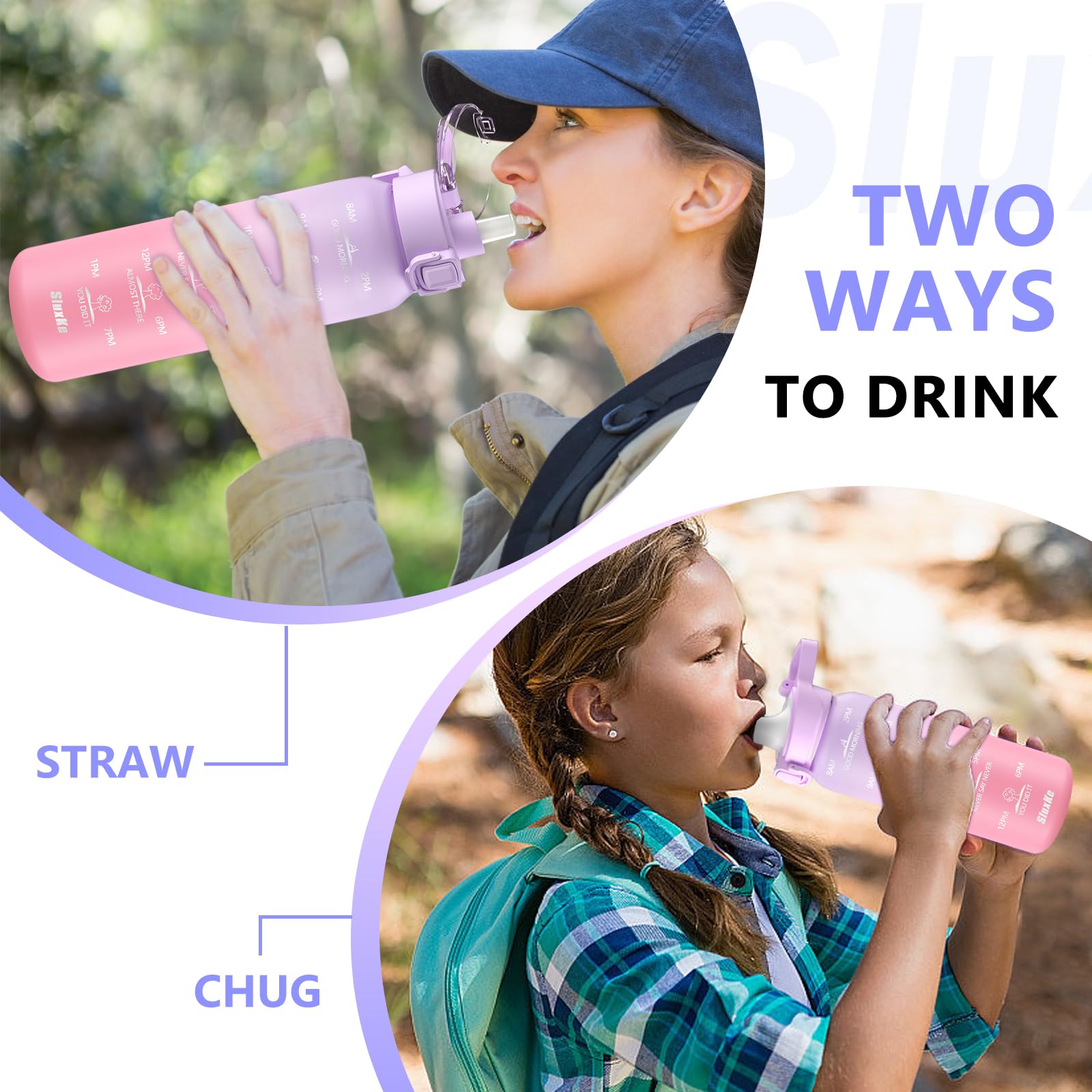 Insulated Water Bottle 32Oz With 2Lids,18/10 Stainless Steel 1000Ml Insulated Water Bottle Double