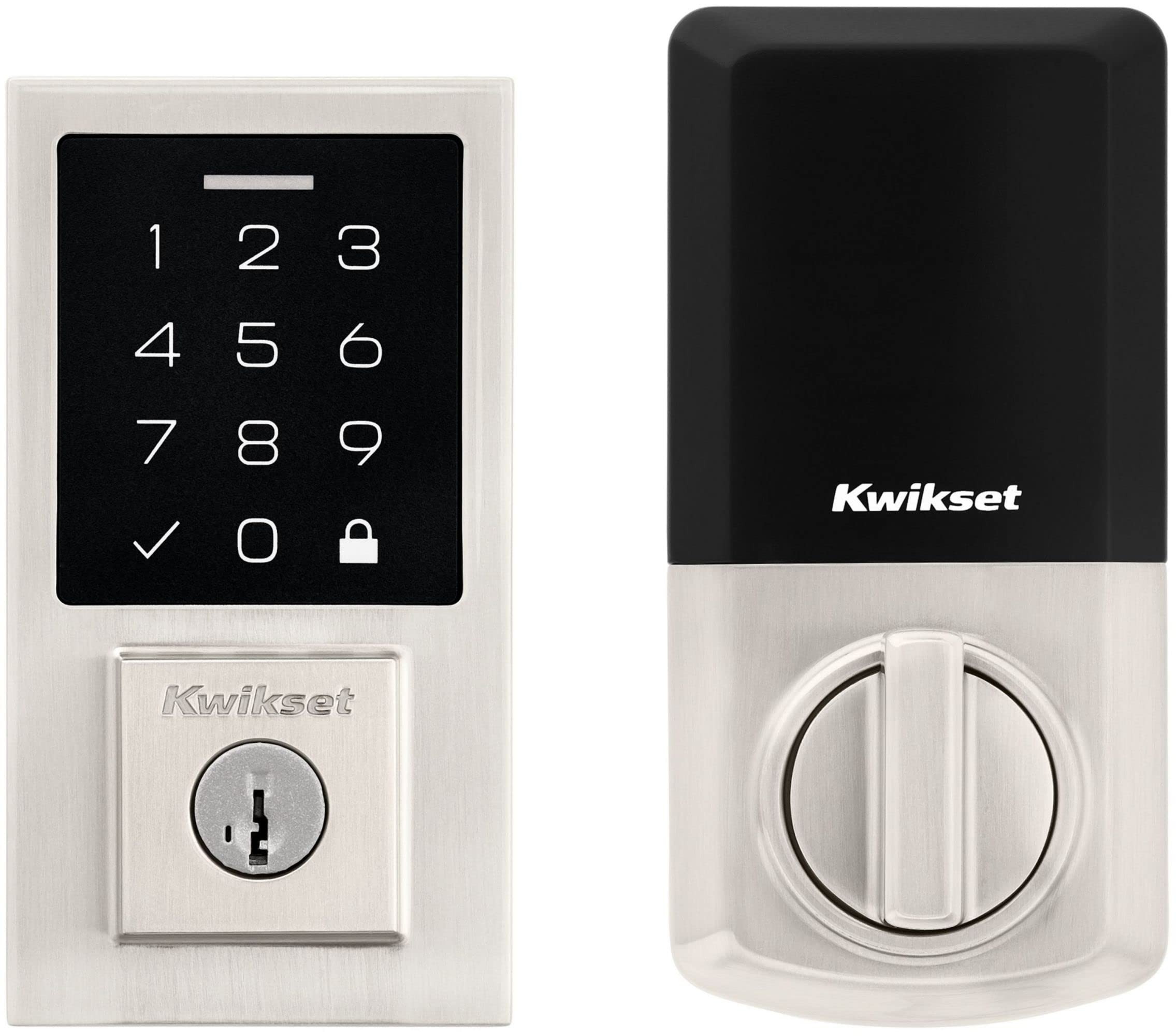 Kwikset 9270Cnt-514S Contemporary Smartcode Touchpad Electronic Deadbolt Smartkey Matte Black Finish