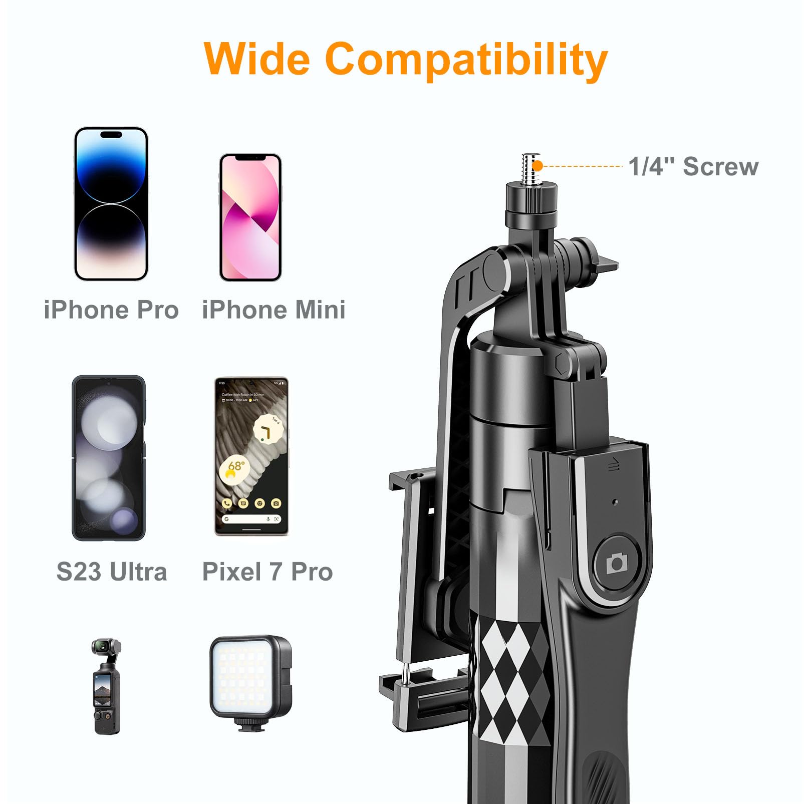 Sosirolo 72'' Cell Phone Tripod With Remote, Iphone Tripod Stand & Selfie Stick For Video Recording, [4 Legs] Travel Tripod For Gopro Cellphone Iphone/Android Pro Max