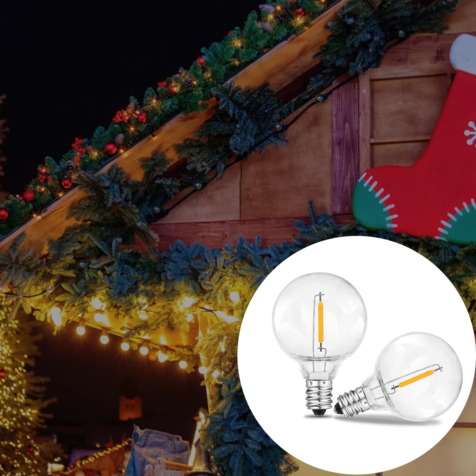 Chyparty G40 Led Replacement Light Bulbs, Clear Shatterproof Globe G40 Bulbs For Outdoor String Lights, Patio, Garden, Party, Wedding Decor- Dimmable