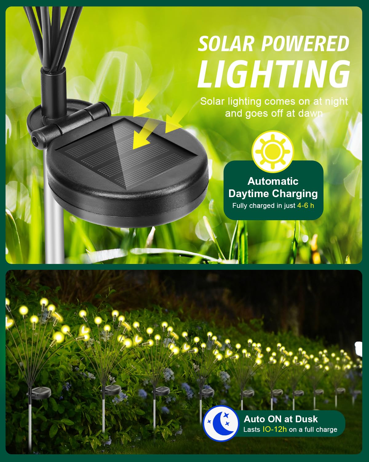 Azbestpro Solar Garden Lights  40 Led Firefly Lights Solar Outdoor Sway By Wind For Patio Pathway Decoration 2+8 Warm White (Bees 4 Pack)…
