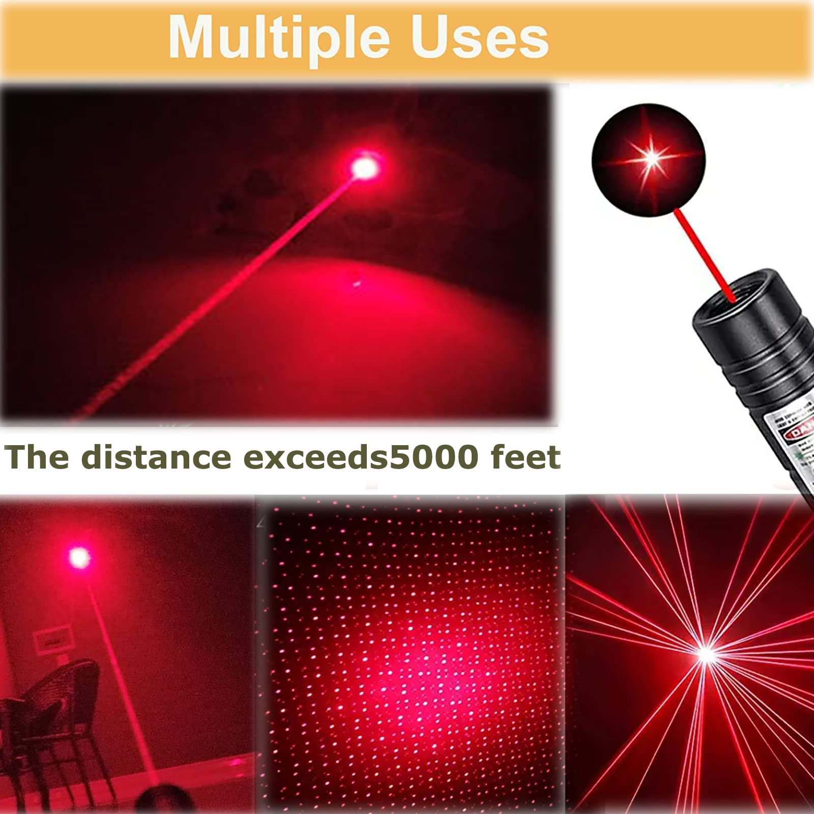 Ivvtryi Rechargeable Red Laser Pointer With Long Range For Tv, Led, Lcd Screen Presentations And Outdoor Construction In Office