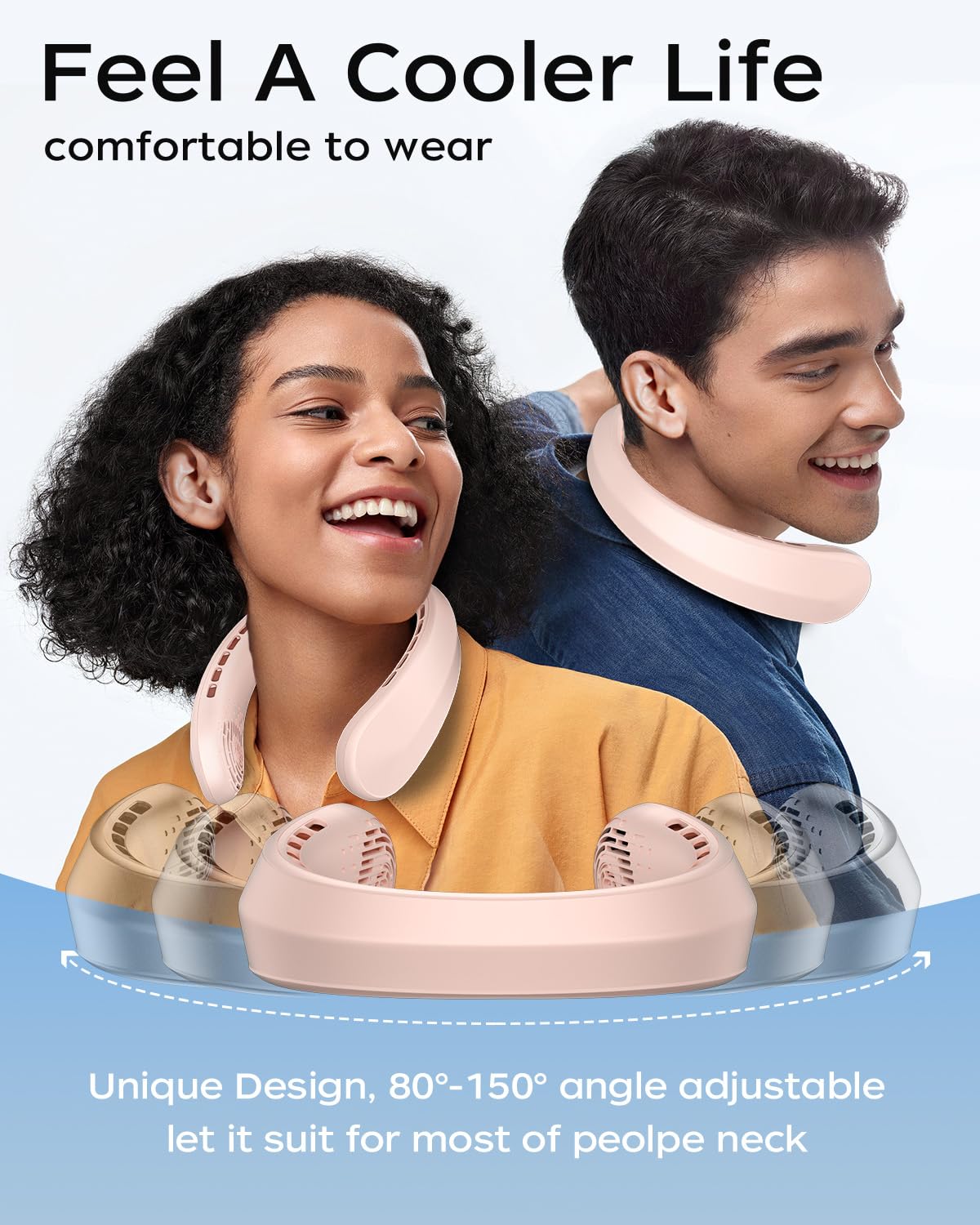 Neck Fan, Portable Neck Fan, 4000 Mah Battery Operated Wearable Personal Fan With Usb Rechargeable