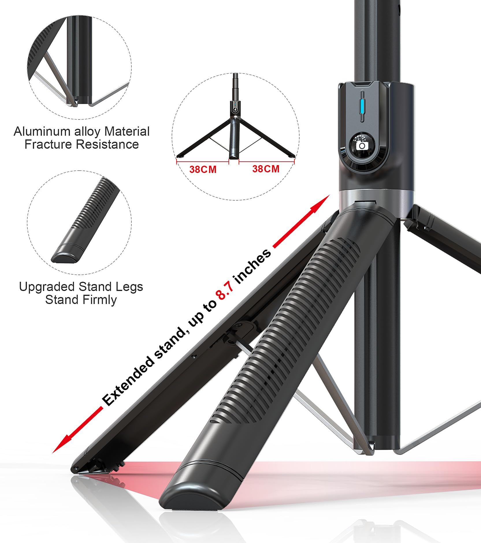 Ashiner Selfie Stick Phone Tripod With Remote And Led Fill Lights - 70 Inch Heigh Cell Phone Holder For Travel, Vlogging, Live Streaming Video And Photos,Phone Stand Compatible With Iphone And Android