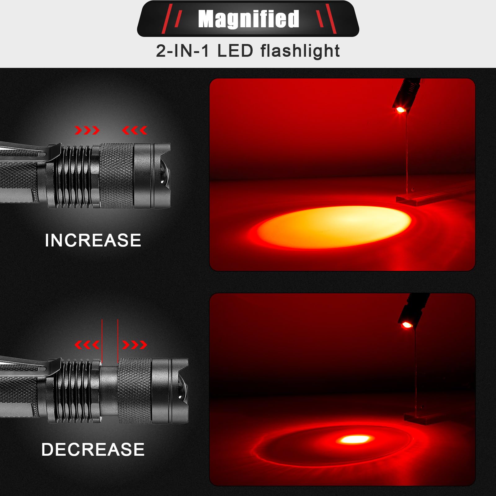 Honoson 4 Pieces Red Light Flashlight Led Single Mode Torch 1 Mode Scalable Red Lens Filter Flashlight For Night Astronomy Aviation Observation Beach Turtle Safe
