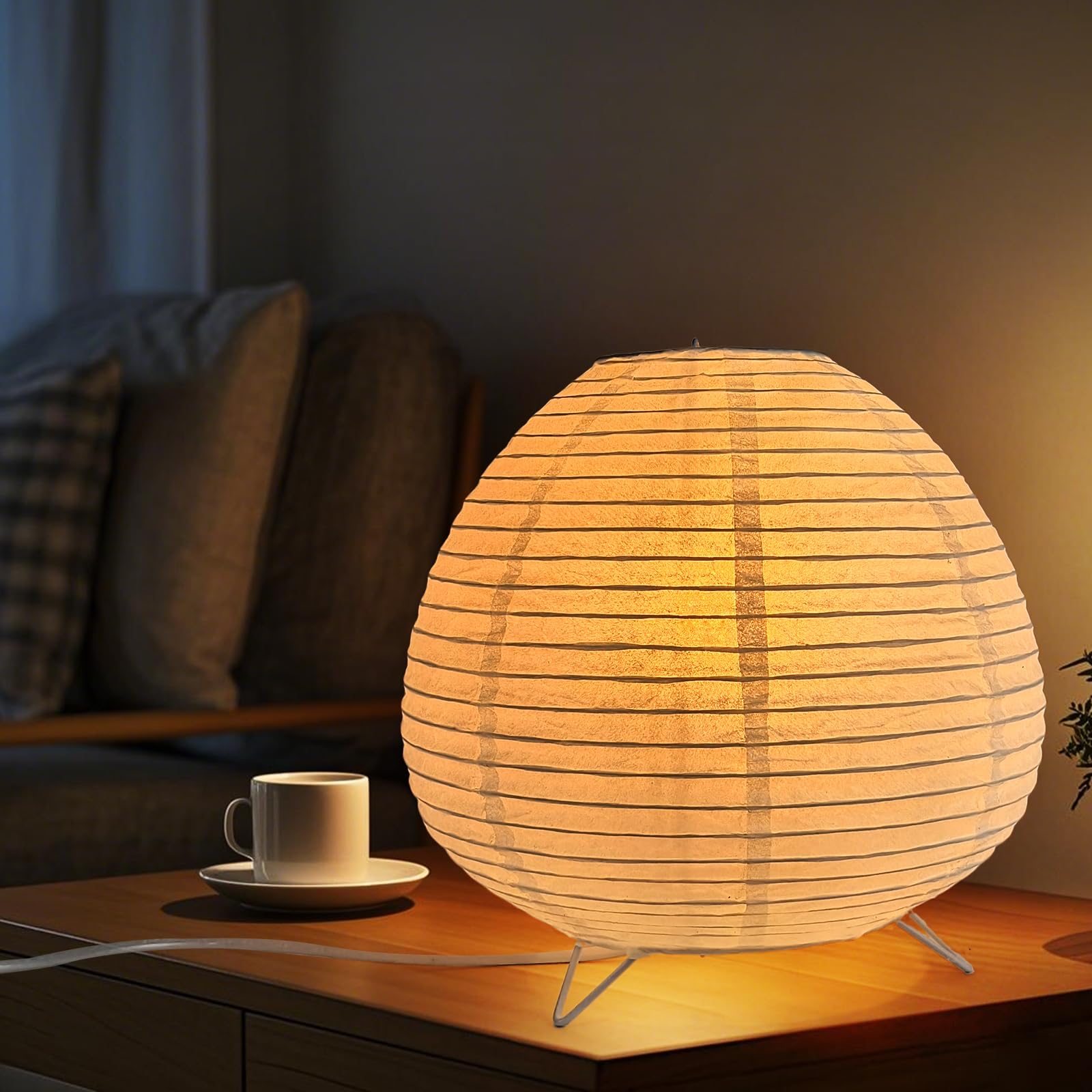 Cmhsytke Small Paper Lamp, Japanese Lamp Lantern Table Lamp, Paper Table Lamp, Lantern Lamps For Desk Bedrooms Bedside Night Light (Raindrop)