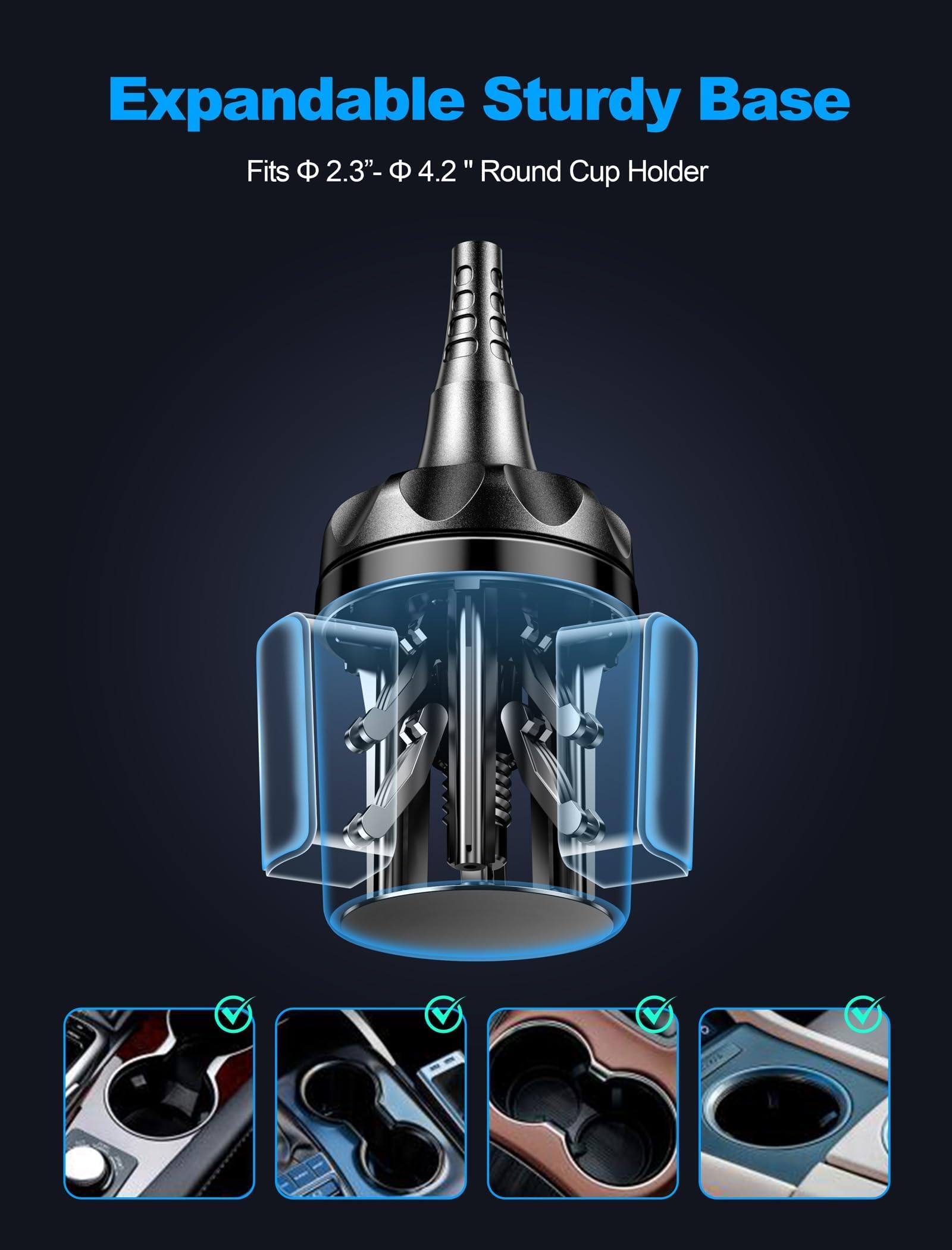 Topgo Cup Phone Holder For Car [ Adjustable Gooseneck & Firmly Stable] Car Phone Mount Cell Phone Automobile Cradles For Iphone 16 And All 4-7 Inches Smartphone(Black)