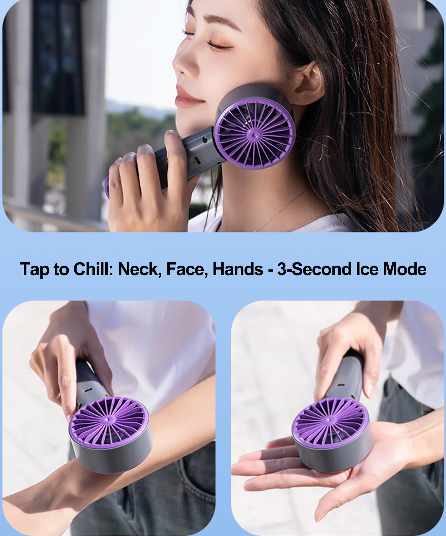 Riipoo Portable Handheld Turbo Fan With Cooling Pad - 6000Rpm High Speed Mini Turbo Fan For Travel