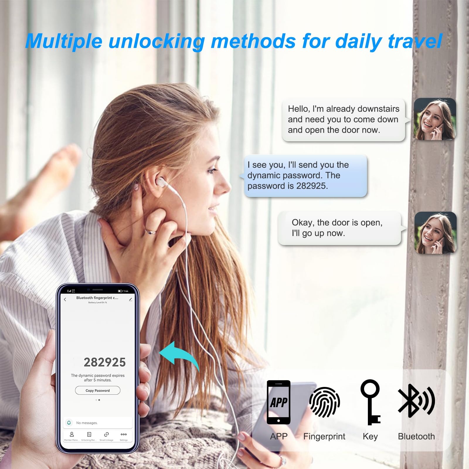 Goluckog Keyless Entry Door Lock For Front Door Fingerprint Smart Door Lock Digital Electronic Lock With Code Password Biometric Deadbolt Door Locks With Bluetooth App Control For Home Office Apartment