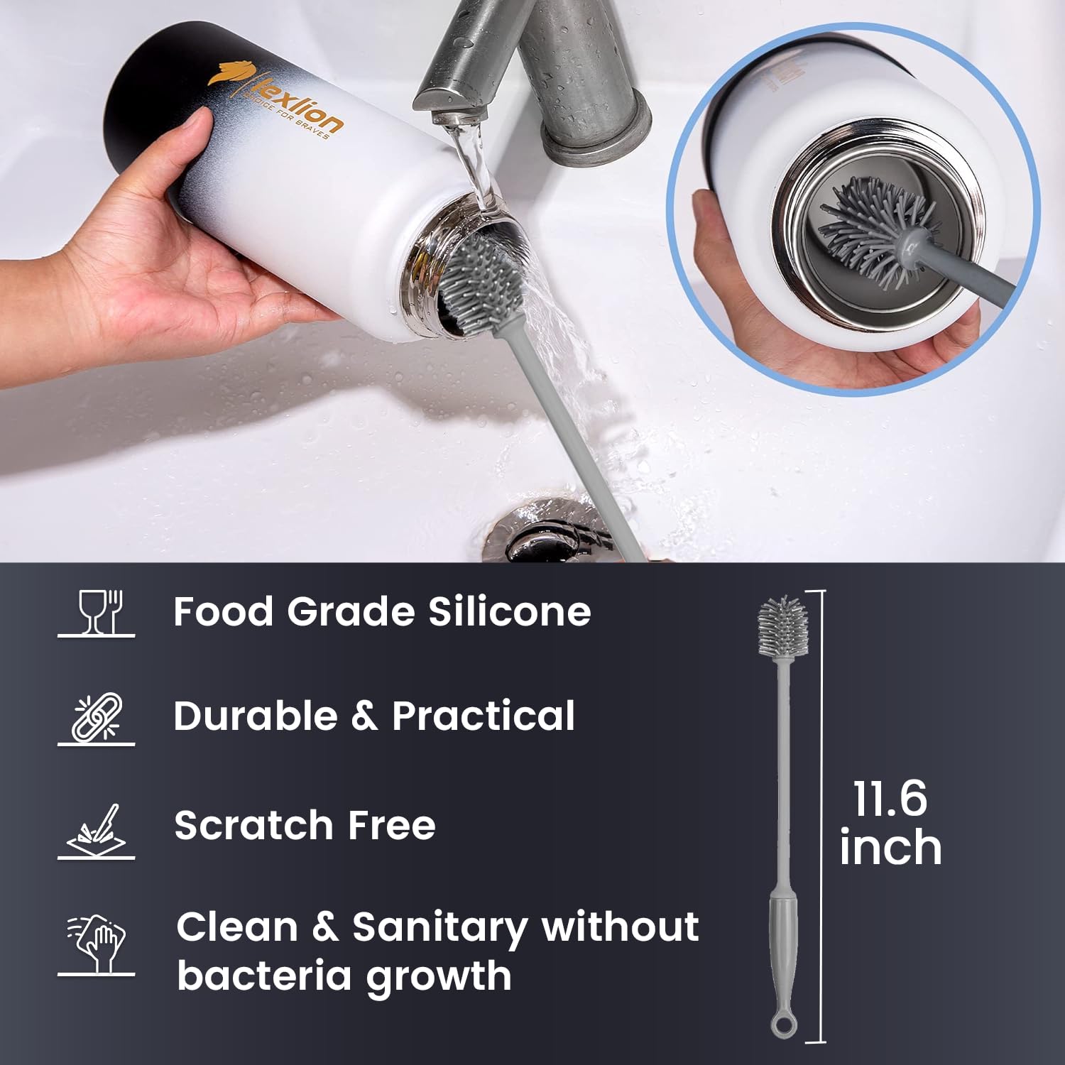 Water Bottle 32Oz, Triple Walled Insulated Stainless Steel Reusable Bottle, Silicone Sleeve
