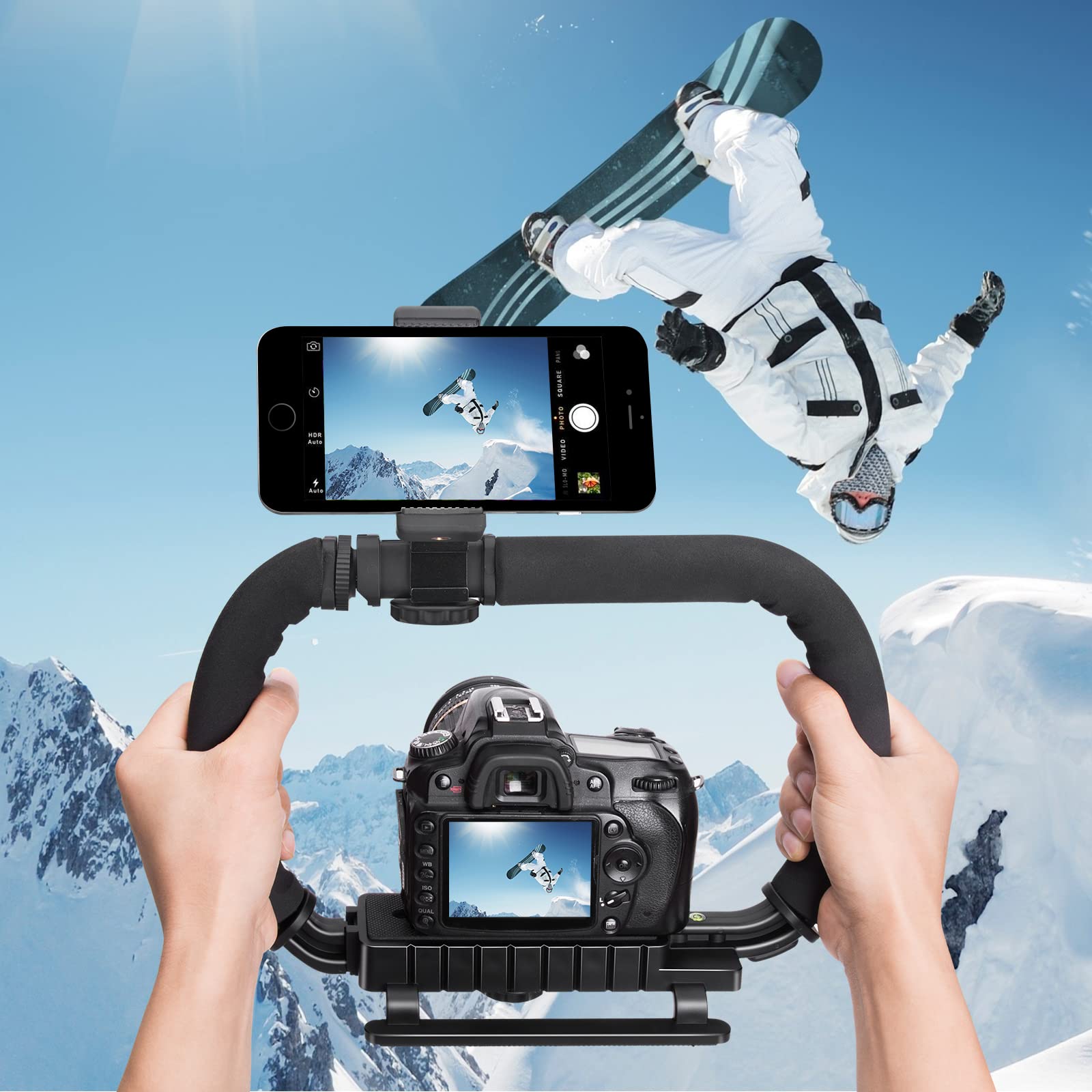 Fantaseal 3-Shoe Dslr/Mirrorless/Action Camera Camcorder Phone Stabilizer Expansion Cage Mount Moviemaking Holder Rig Youtube Tiktok Vlogging Video Kit Compatible With Gopro Canon Nikon Sony Iphone Android