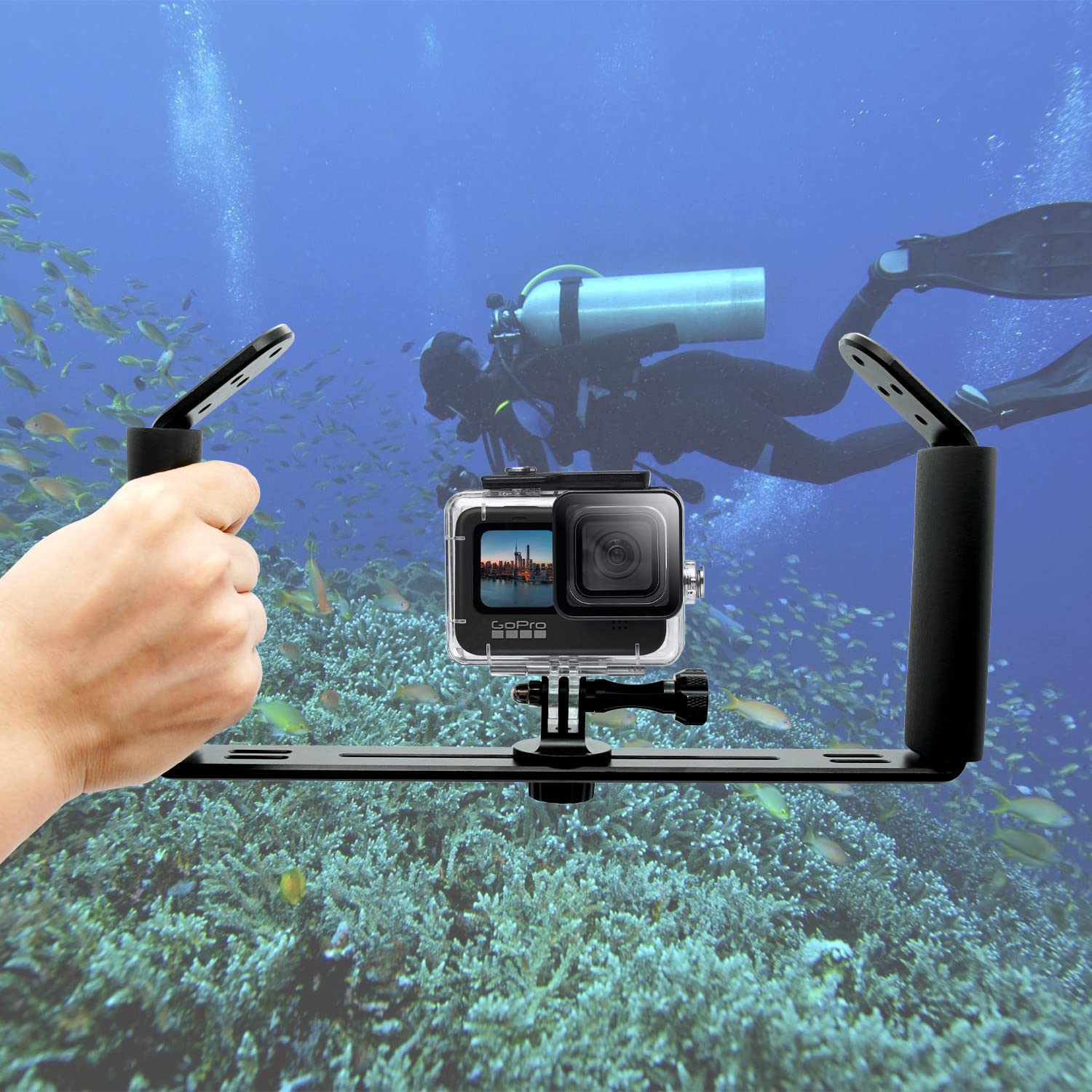 Nitescuba Diving Rig Underwater Camera Housing Tray Handheld Grip Video Light Stabilizer Scuba Gimbal For Gopro Hero, Work For Hero 11/10/9/8/7/6 Action Camera,Ns050