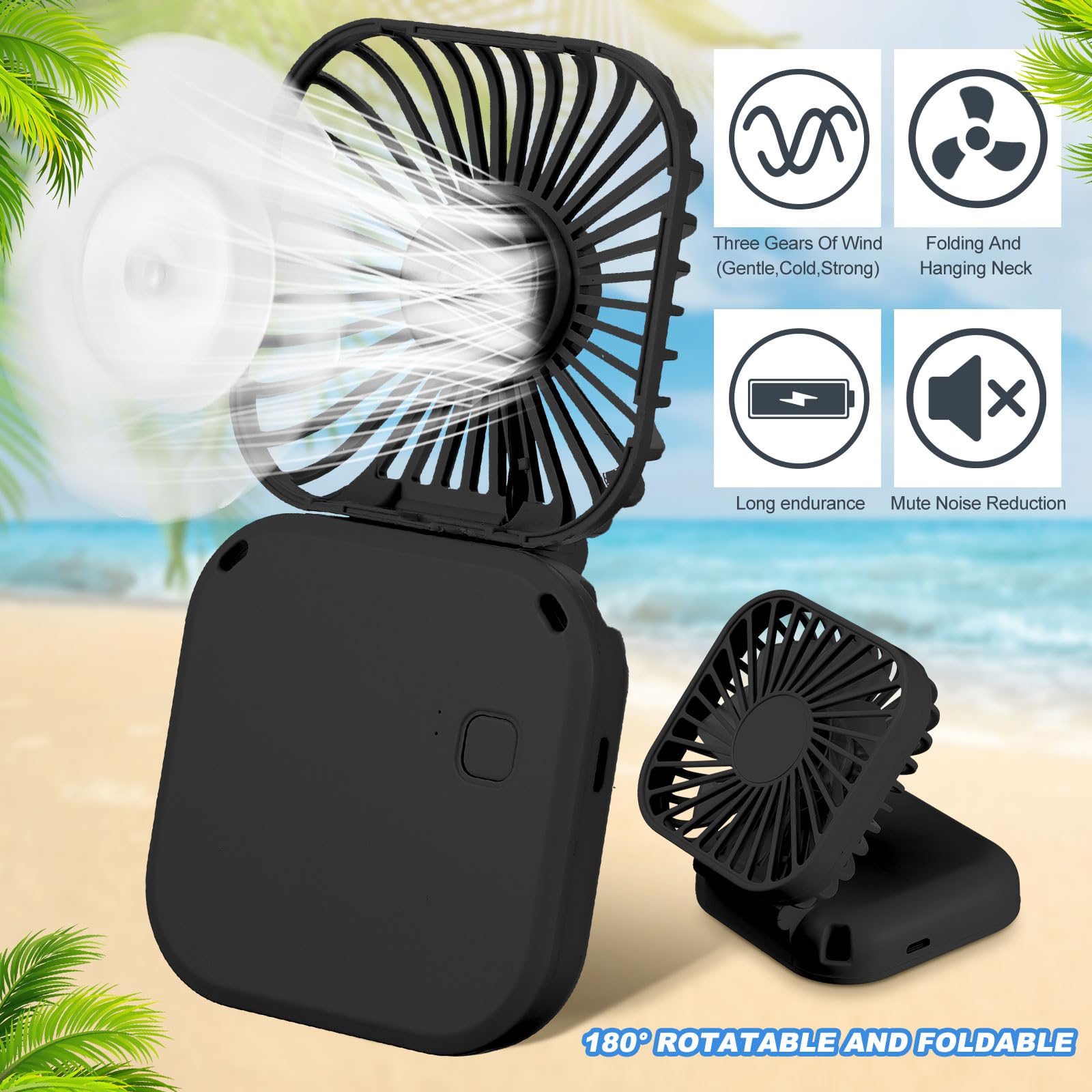 Hortsun 24 Pcs Necklace Fans Portable Usb Rechargeable Battery 3 Speed Air Circulatory Handheld