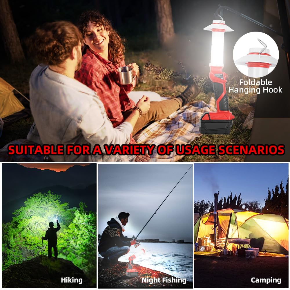 Haopkzapyr 8W 800Lm Lantern For Milwaukee 18V M18 Li-Ion Outdoor Portable Camping Lantern With Hook, Usb Output, Emergency Light, Perfect For Camping, Hiking, And Outdoor Activities(Battery Not Included)